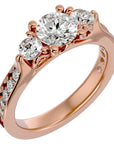 Inel de Logodnă din Aur 14k cu Trei Diamante Create în Laborator Etern Pavé de 2.01 ct din 14k Aur Roz - Castelo.ro