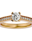 Inel de Logodnă cu Moissanite Solitaire Etern Pavé de 0.75 ct din 18k Aur Galben - Castelo.ro