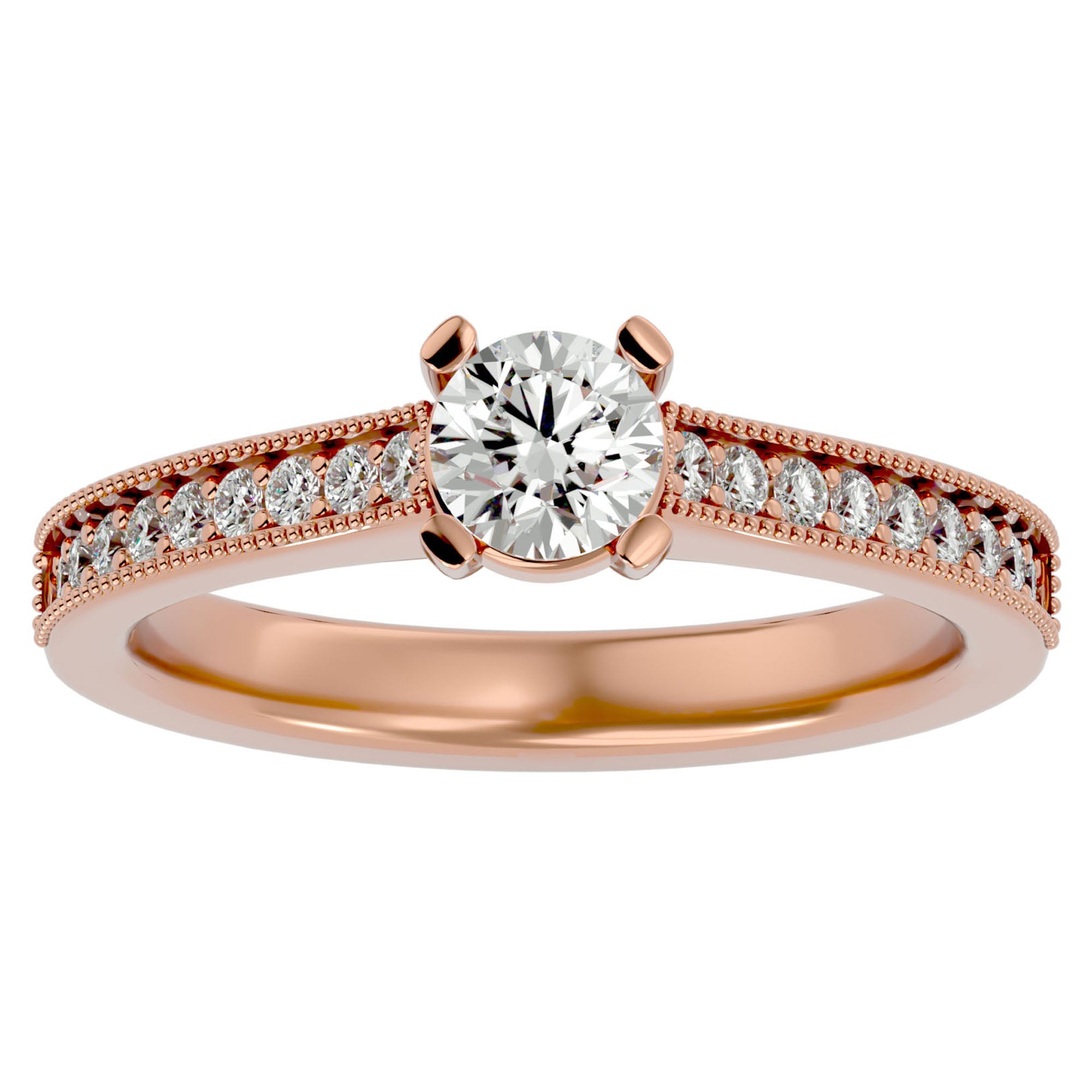 Inel de Logodnă cu Diamante Naturale Solitaire Etern Pavé de 0.75 ct din 18k Aur Roz - Castelo.ro