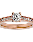 Inel de Logodnă din Aur 14k cu Moissanite Solitaire Etern Pavé de 0.75 ct din 14k Aur Roz - Castelo.ro