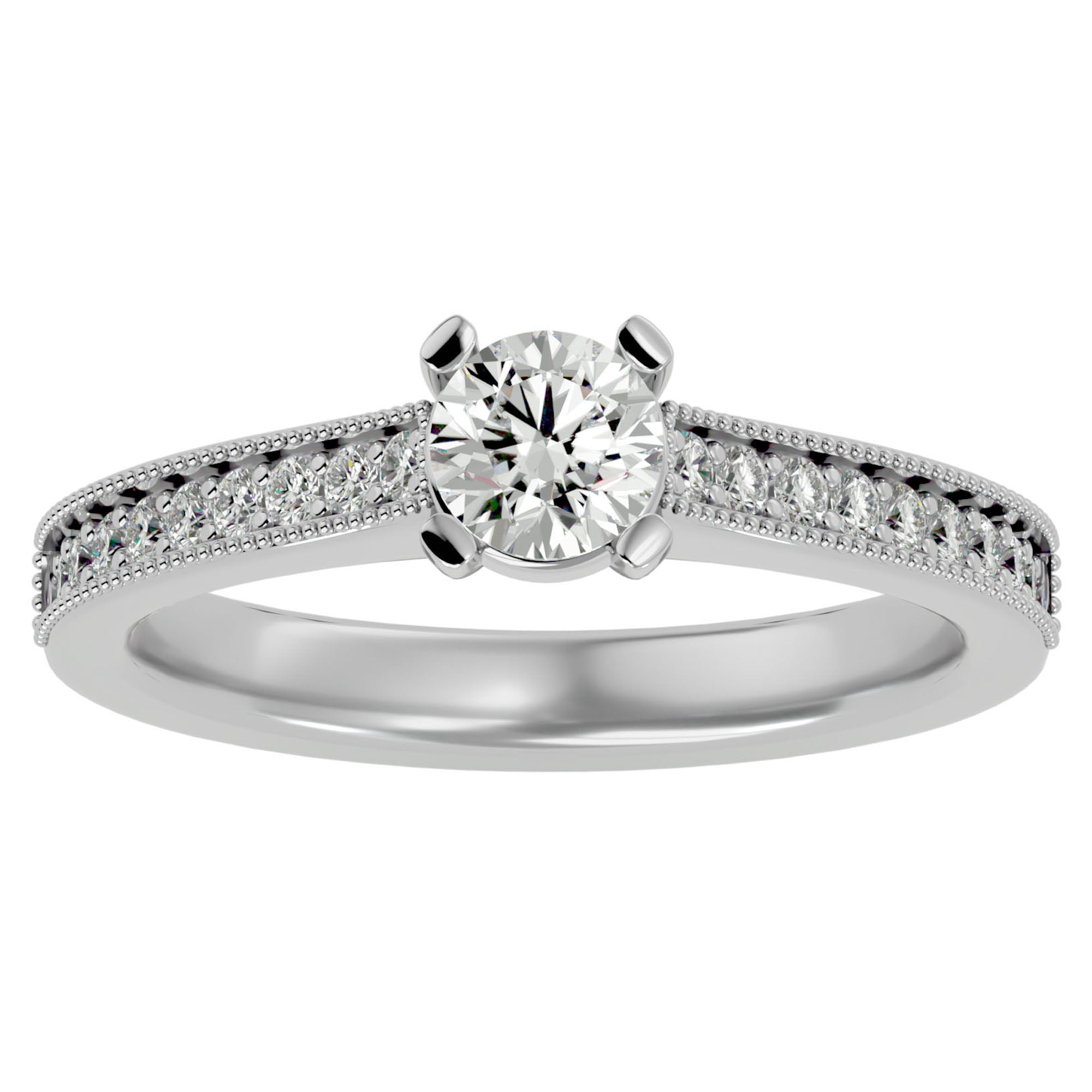 Inel de Logodnă cu Diamante Naturale Solitaire Etern Pavé de 0.75 ct din Platina - Castelo.ro