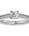 Inel de Logodnă cu Moissanite Solitaire Etern Pavé de 0.75 ct din Platina - Castelo.ro