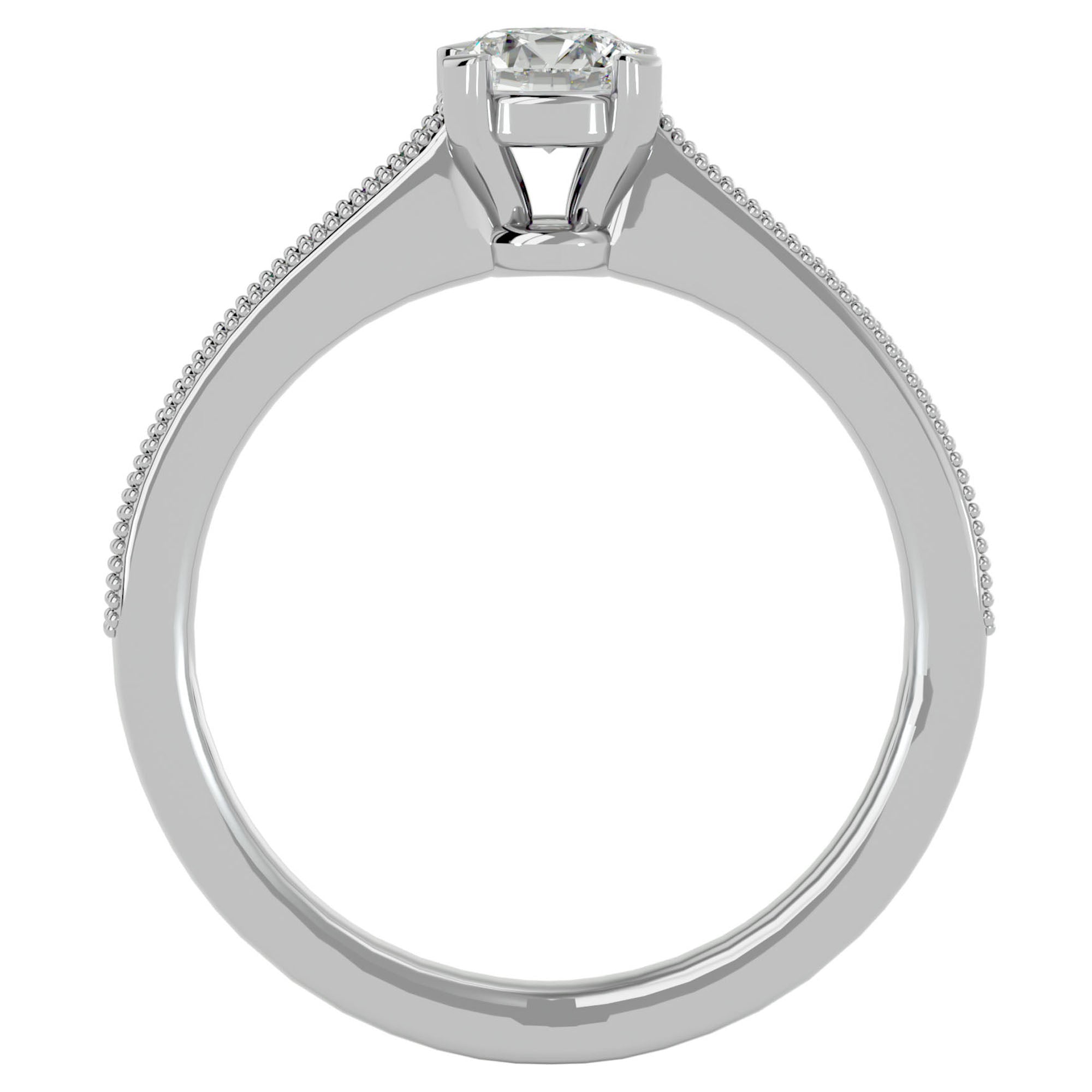 Inel de Logodnă cu Moissanite Solitaire Etern Pavé de 0.75 ct din Platina - Castelo.ro