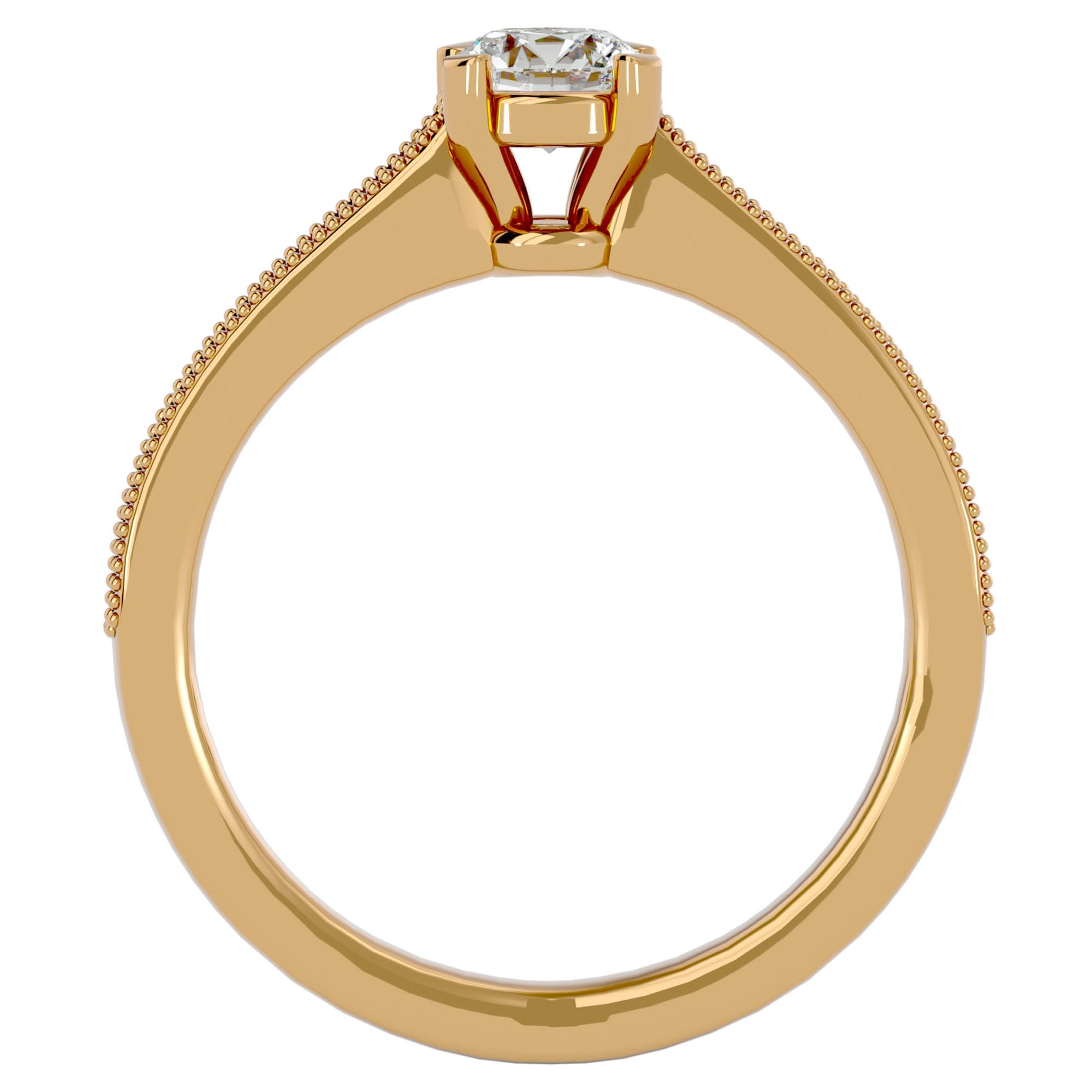 Inel de Logodnă din Aur 14k cu Moissanite Solitaire Etern Pavé de 0.75 ct din 14k Aur Galben - Castelo.ro
