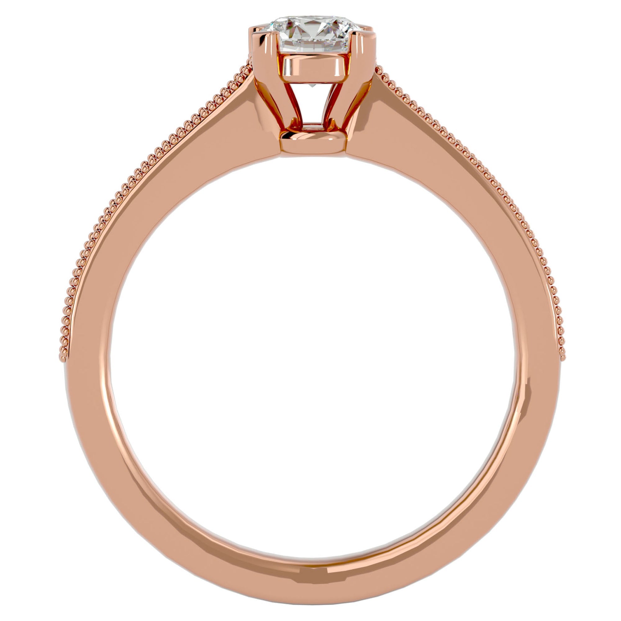 Inel de Logodnă cu Diamante Naturale Solitaire Etern Pavé de 0.75 ct din 18k Aur Roz - Castelo.ro