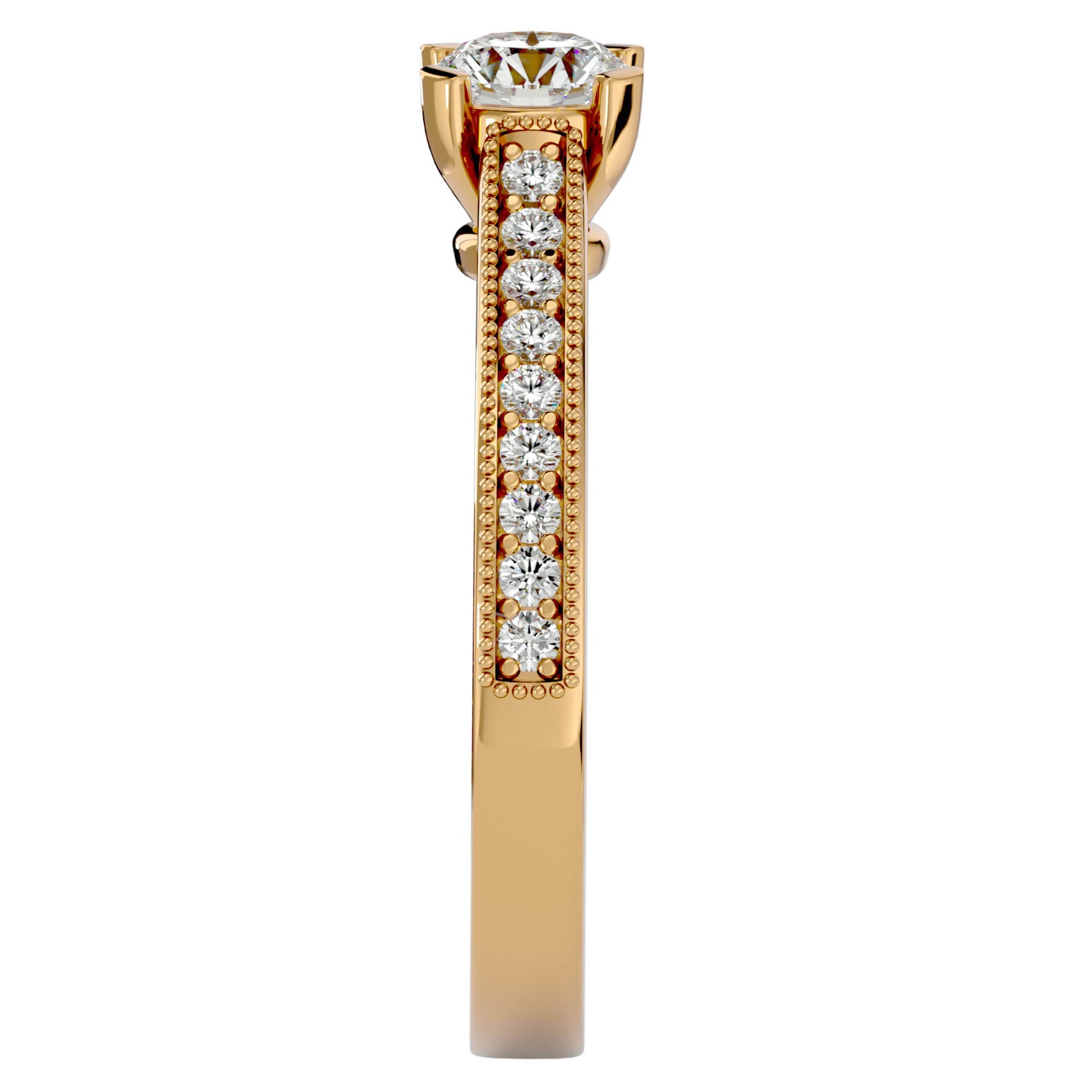 Inel de Logodnă cu Diamante Naturale Solitaire Etern Pavé de 0.75 ct din 18k Aur Galben - Castelo.ro