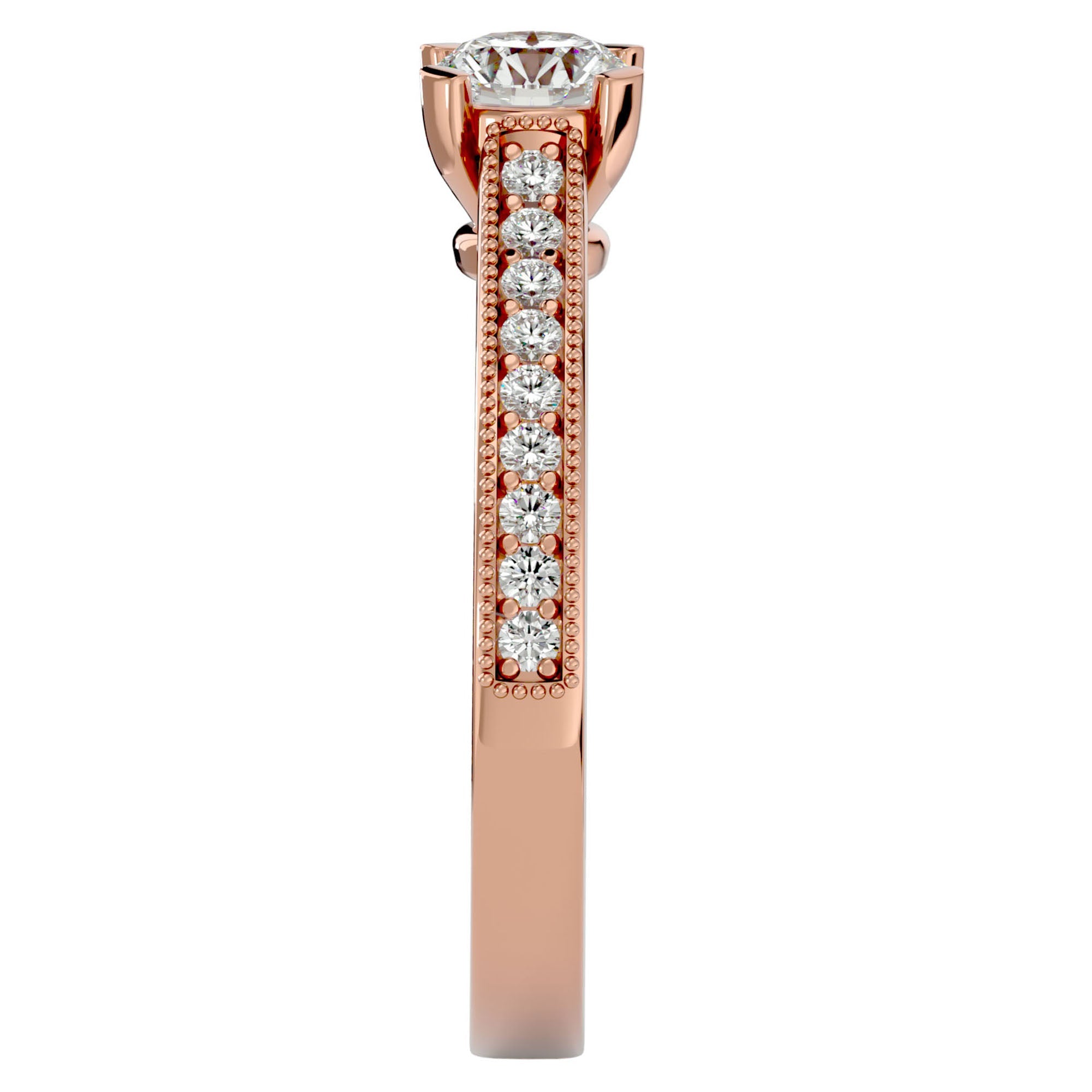 Inel de Logodnă din Aur 14k cu Moissanite Solitaire Etern Pavé de 0.75 ct din 14k Aur Roz - Castelo.ro
