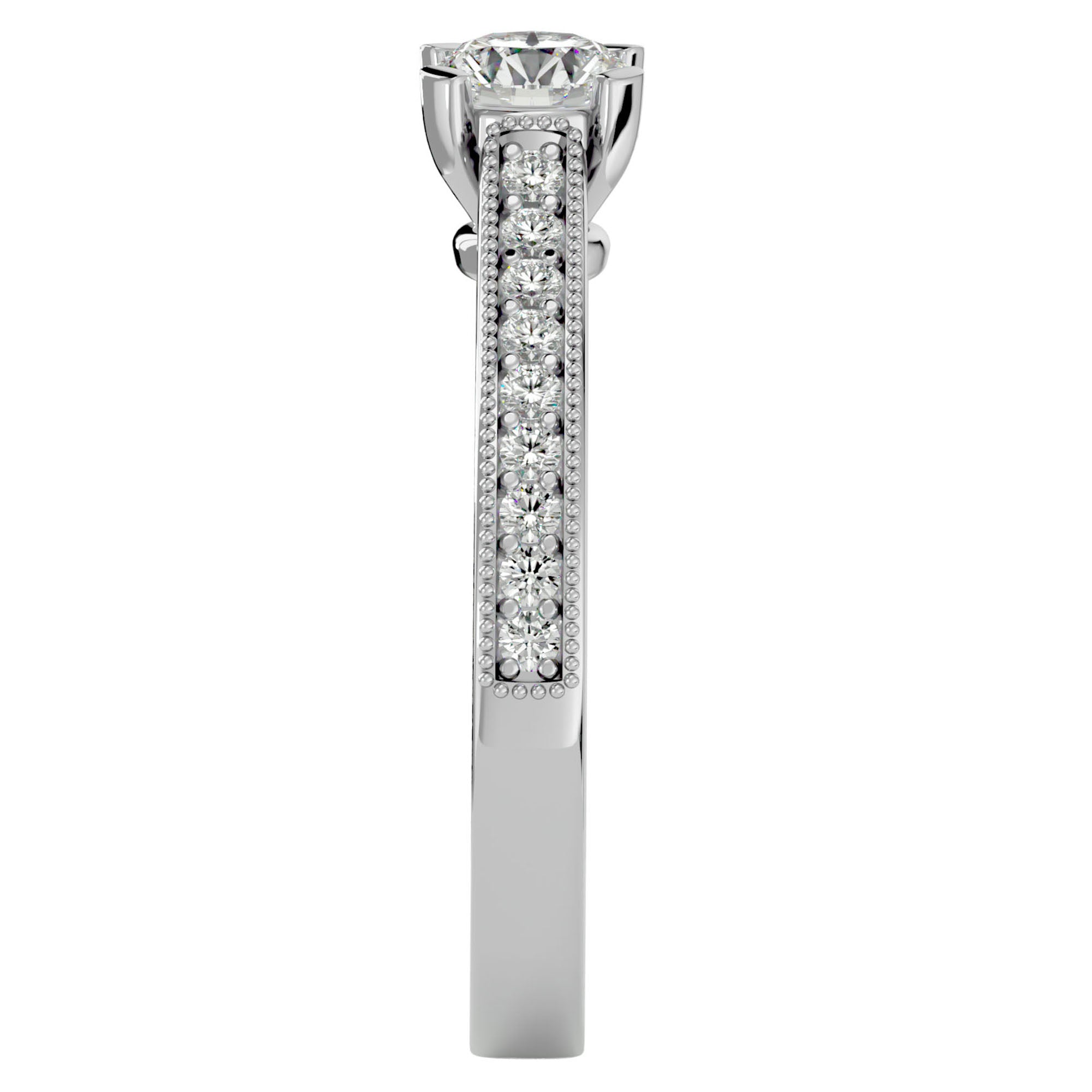 Inel de Logodnă cu Moissanite Solitaire Etern Pavé de 0.75 ct din Platina - Castelo.ro