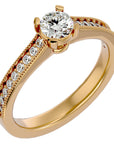 Inel de Logodnă cu Moissanite Solitaire Etern Pavé de 0.75 ct din 18k Aur Galben - Castelo.ro