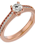 Inel de Logodnă cu Moissanite Solitaire Etern Pavé de 0.75 ct din 18k Aur Roz - Castelo.ro