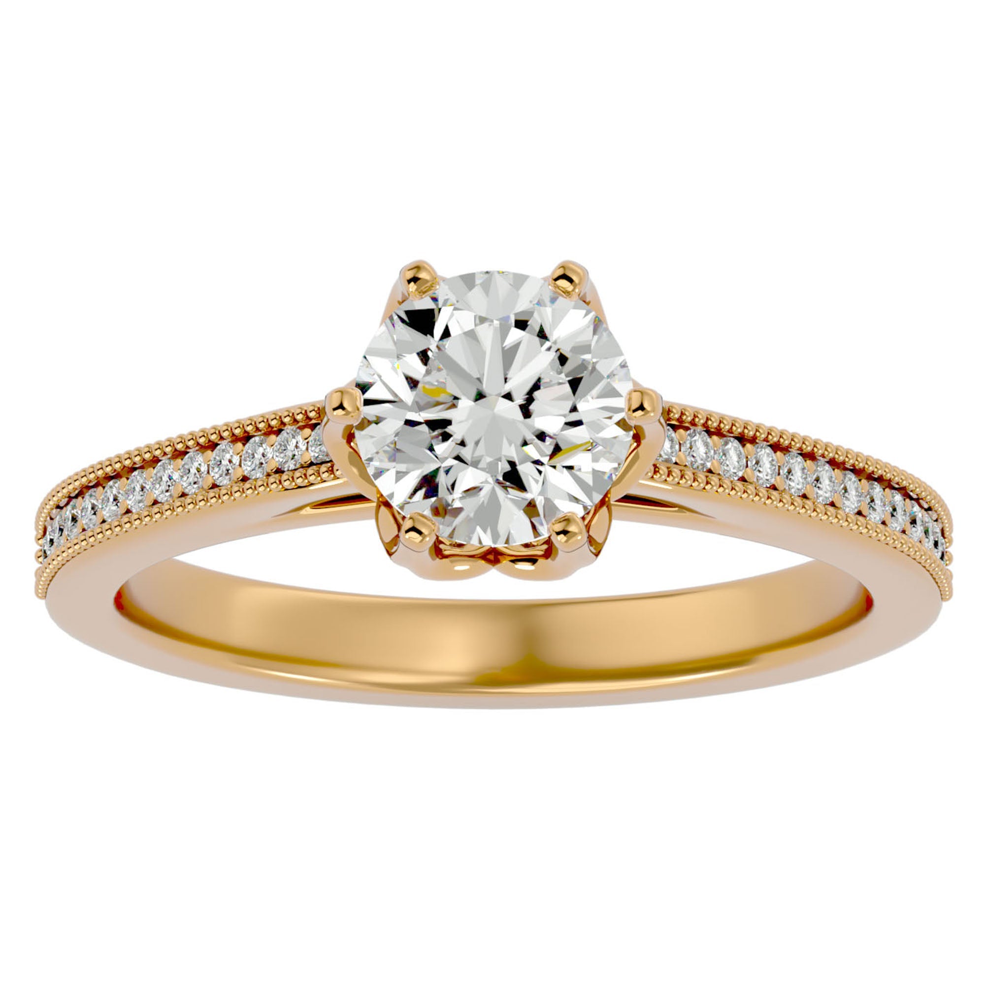 Inel de Logodnă cu Diamante Create în Laborator Solitaire Etern Pavé de 1.14 ct din 18k Aur Galben - Castelo.ro