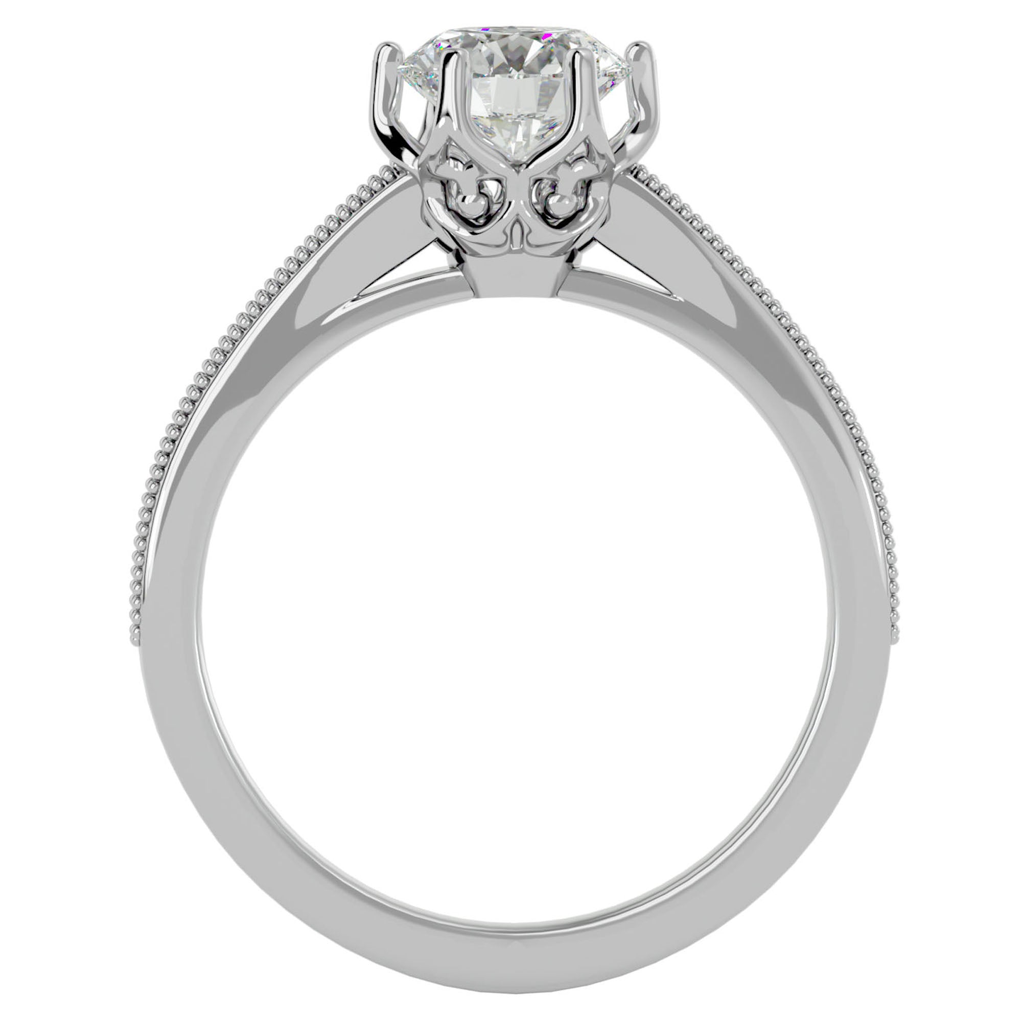 Inel de Logodnă din Aur 14k cu Diamante Naturale Solitaire Etern Pavé de 1.14 ct din 14k Aur Alb - Castelo.ro