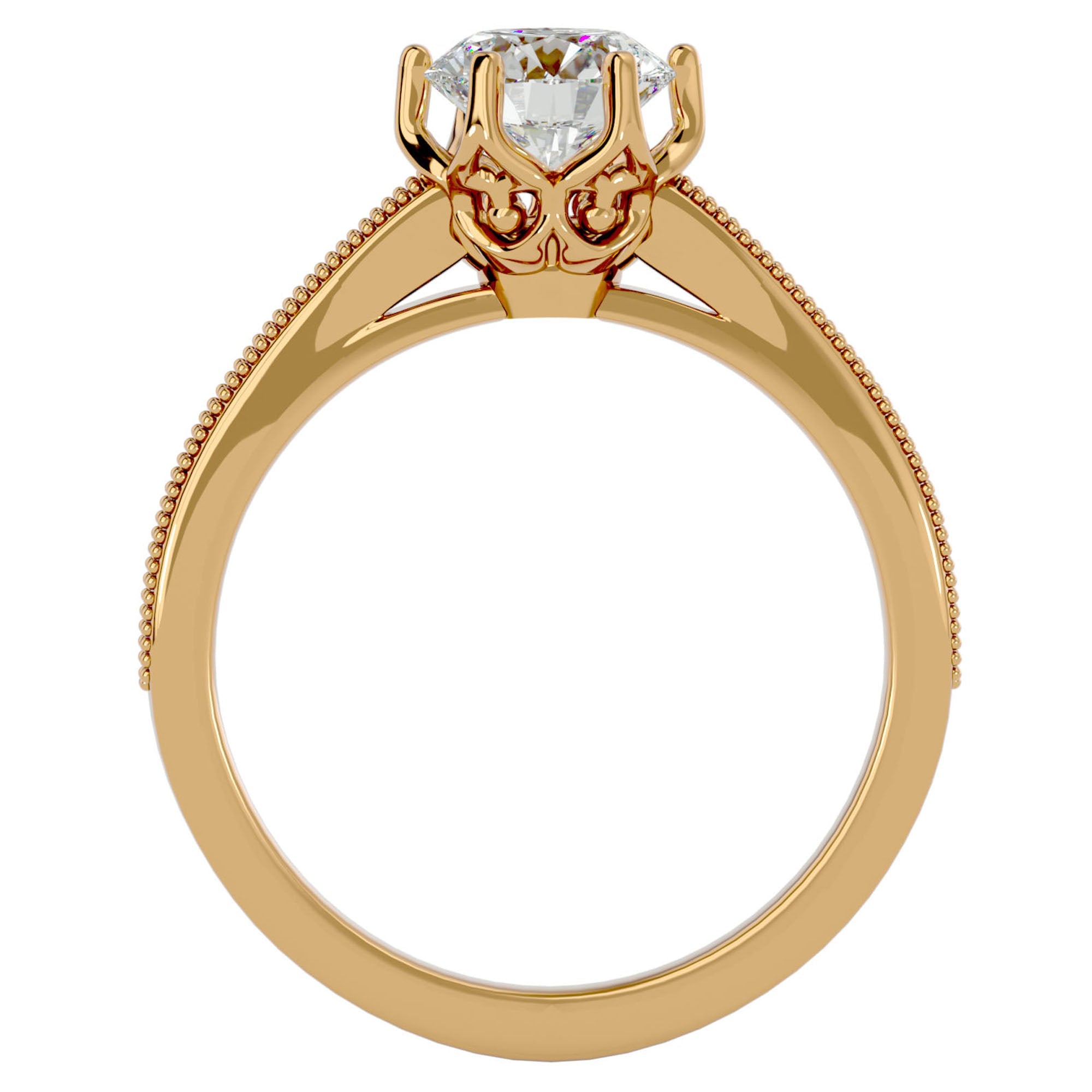 Inel de Logodnă cu Diamante Create în Laborator Solitaire Etern Pavé de 1.14 ct din 18k Aur Galben - Castelo.ro