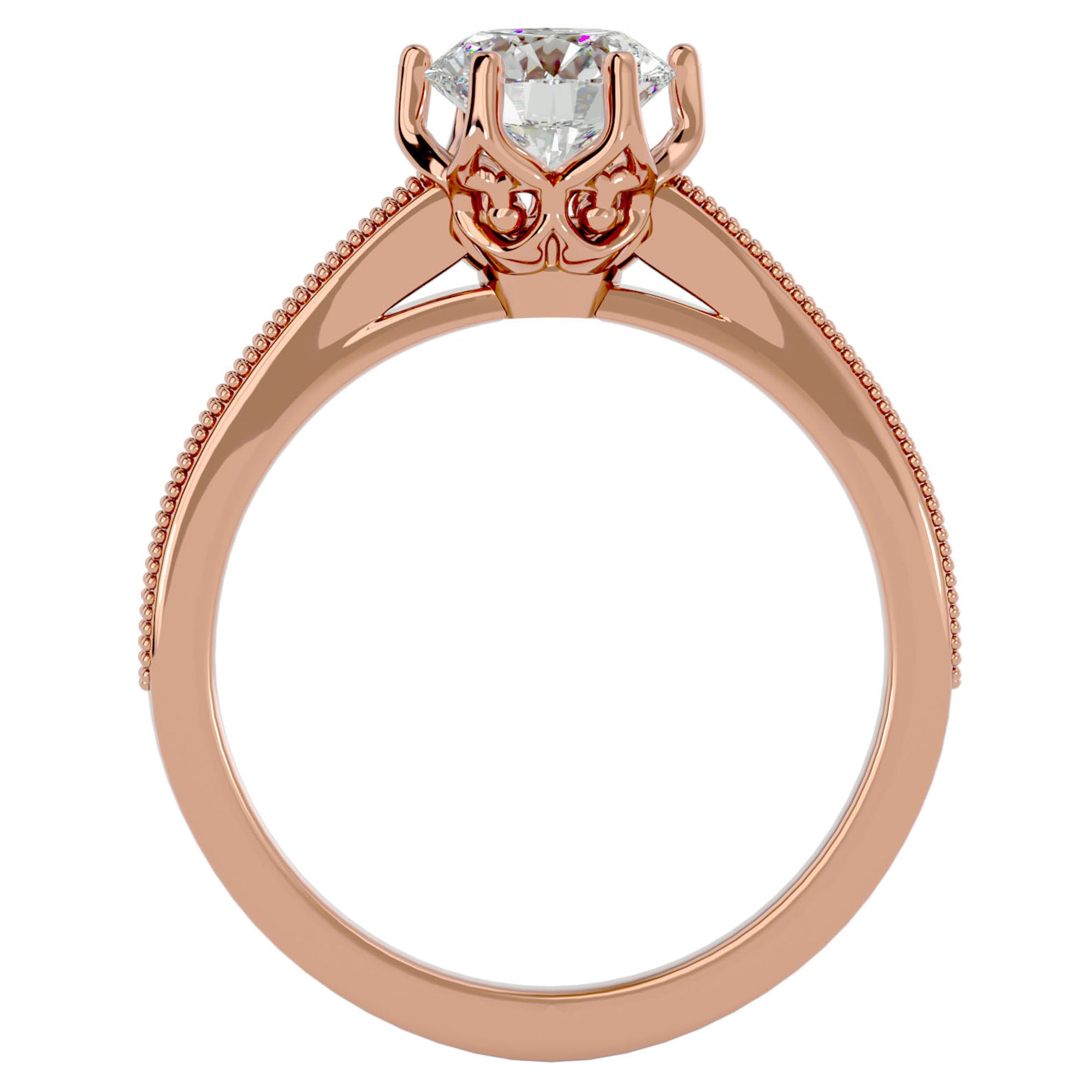 Inel de Logodnă din Aur 14k cu Moissanite Solitaire Etern Pavé de 1.14 ct din 14k Aur Roz - Castelo.ro