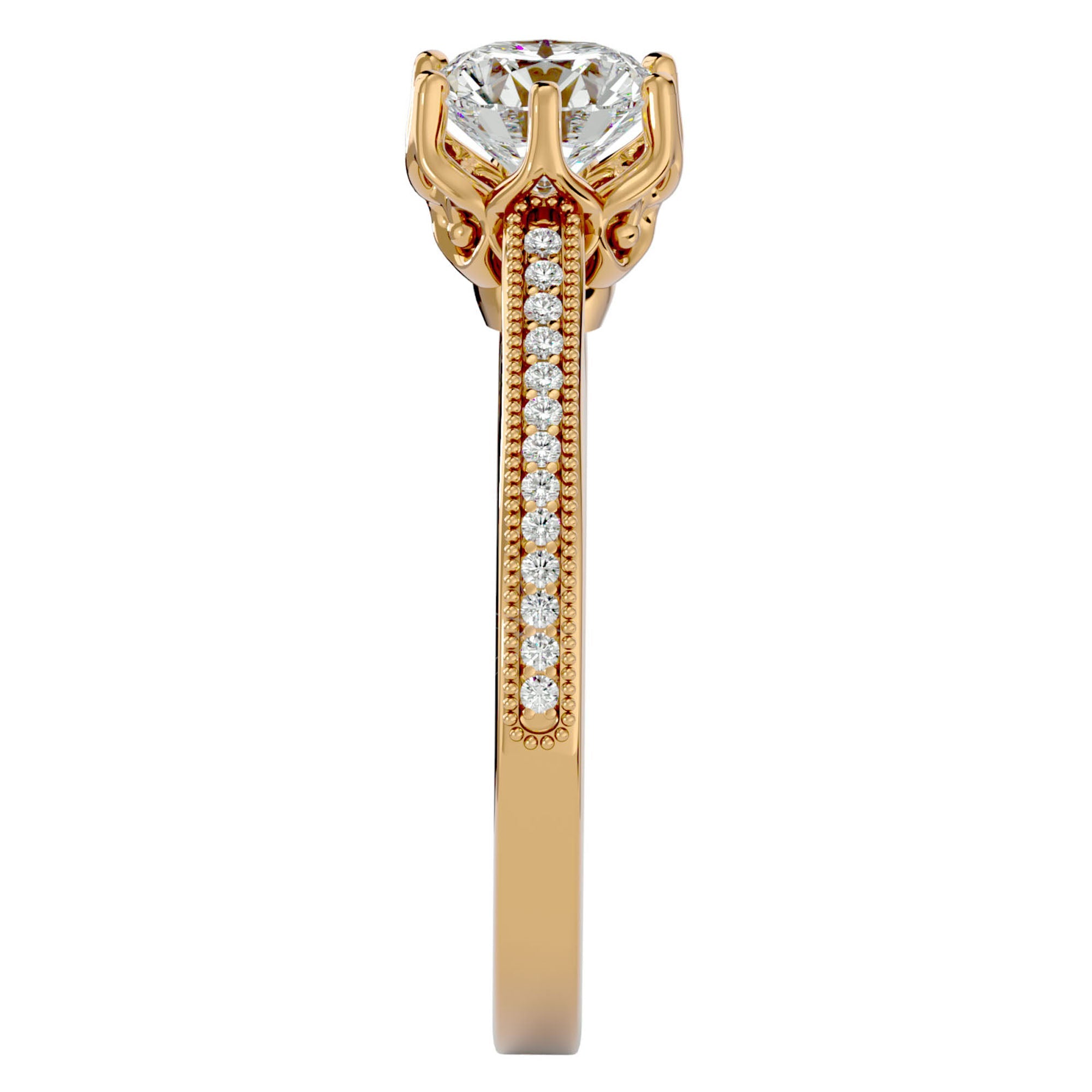 Inel de Logodnă din Aur 14k cu Moissanite Solitaire Etern Pavé de 1.14 ct din 14k Aur Galben - Castelo.ro