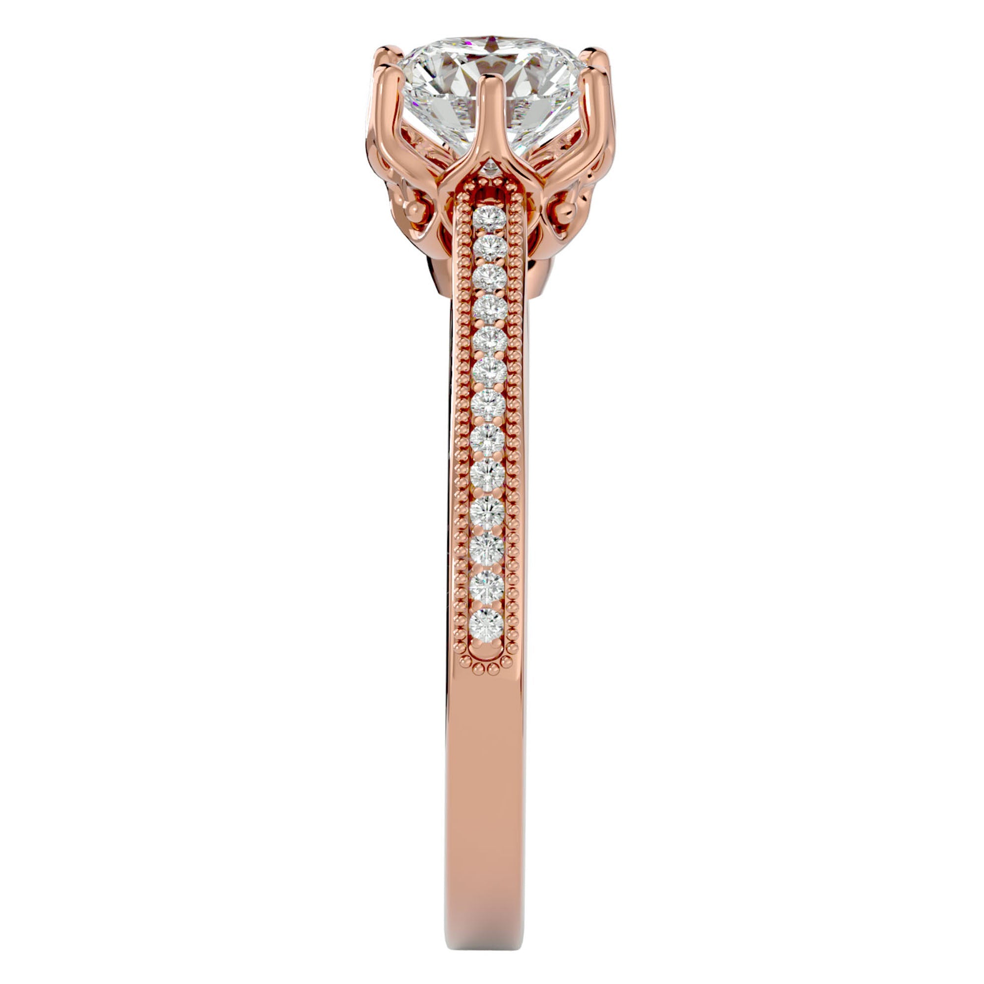 Inel de Logodnă cu Diamante Create în Laborator Solitaire Etern Pavé de 1.14 ct din 18k Aur Roz - Castelo.ro