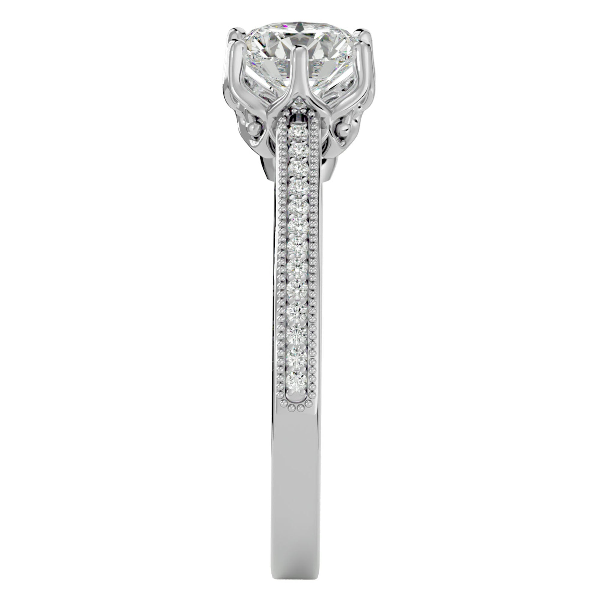 Inel de Logodnă din Aur 14k cu Moissanite Solitaire Etern Pavé de 1.14 ct din 14k Aur Alb - Castelo.ro
