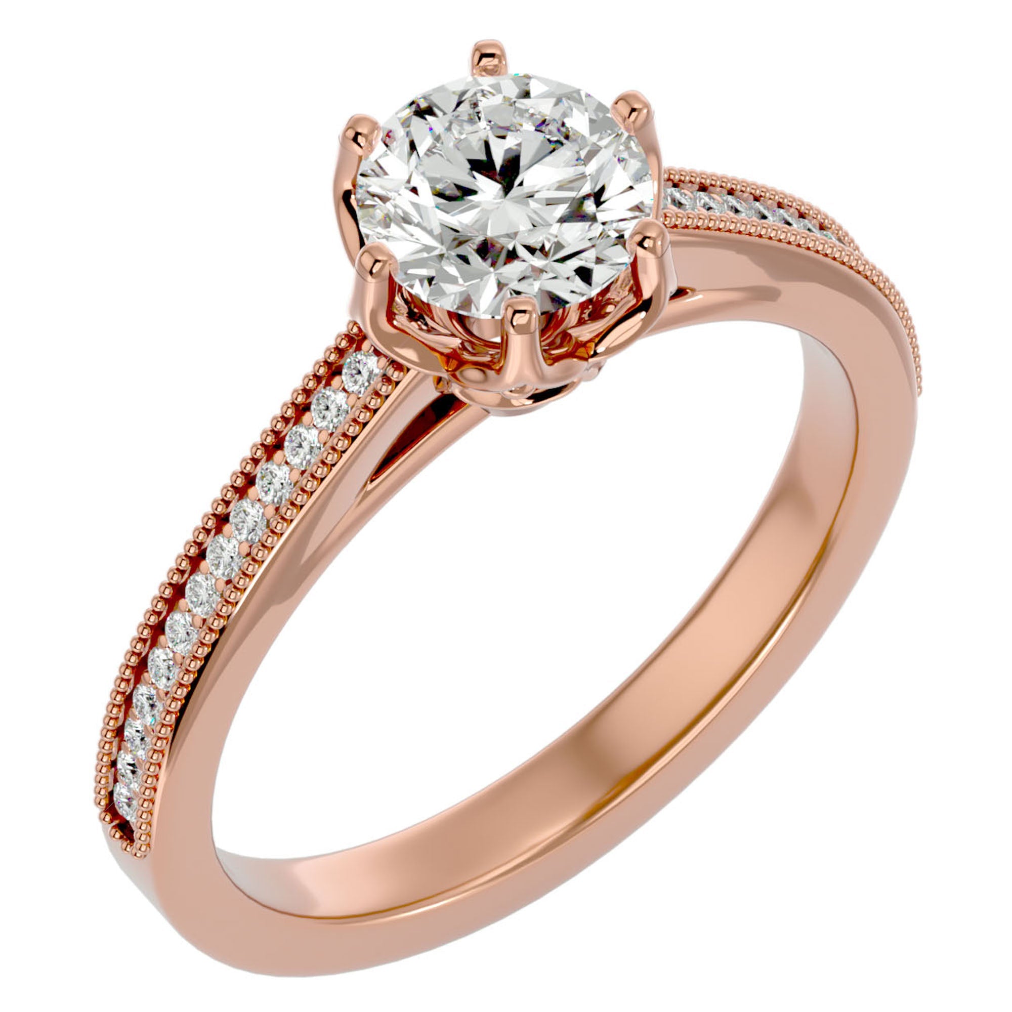 Inel de Logodnă cu Diamante Create în Laborator Solitaire Etern Pavé de 1.14 ct din 18k Aur Roz - Castelo.ro