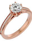 Inel de Logodnă cu Diamante Create în Laborator Solitaire Etern Pavé de 1.14 ct din 18k Aur Roz - Castelo.ro