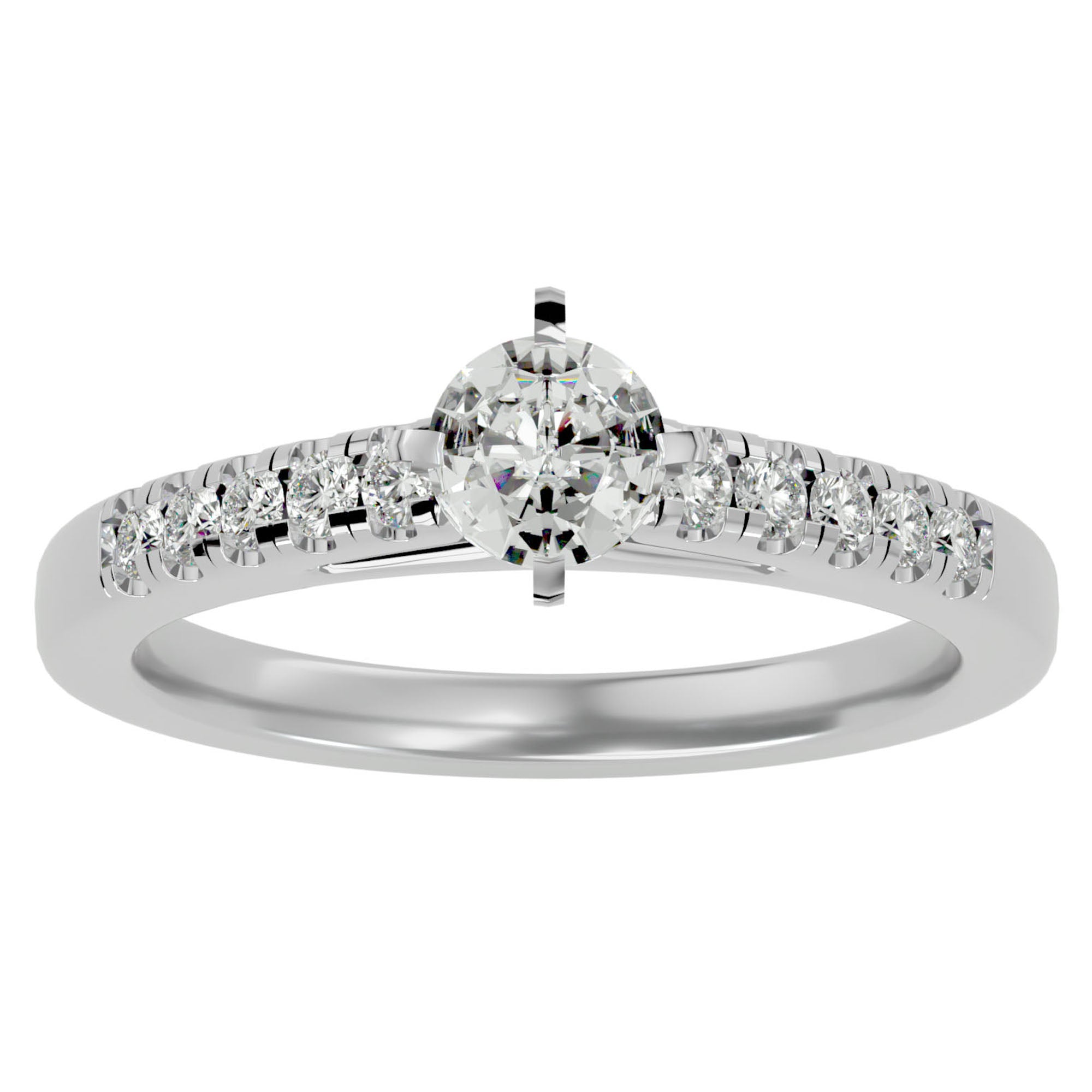 Inel de Logodnă cu Diamante Naturale Solitaire Etern Pavé de 0.42 ct din Platina - Castelo.ro