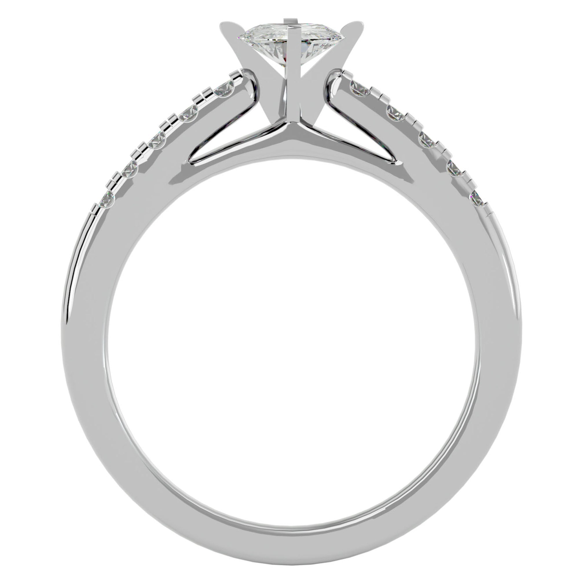 Inel de Logodnă cu Diamante Naturale Solitaire Etern Pavé de 0.42 ct din Platina - Castelo.ro