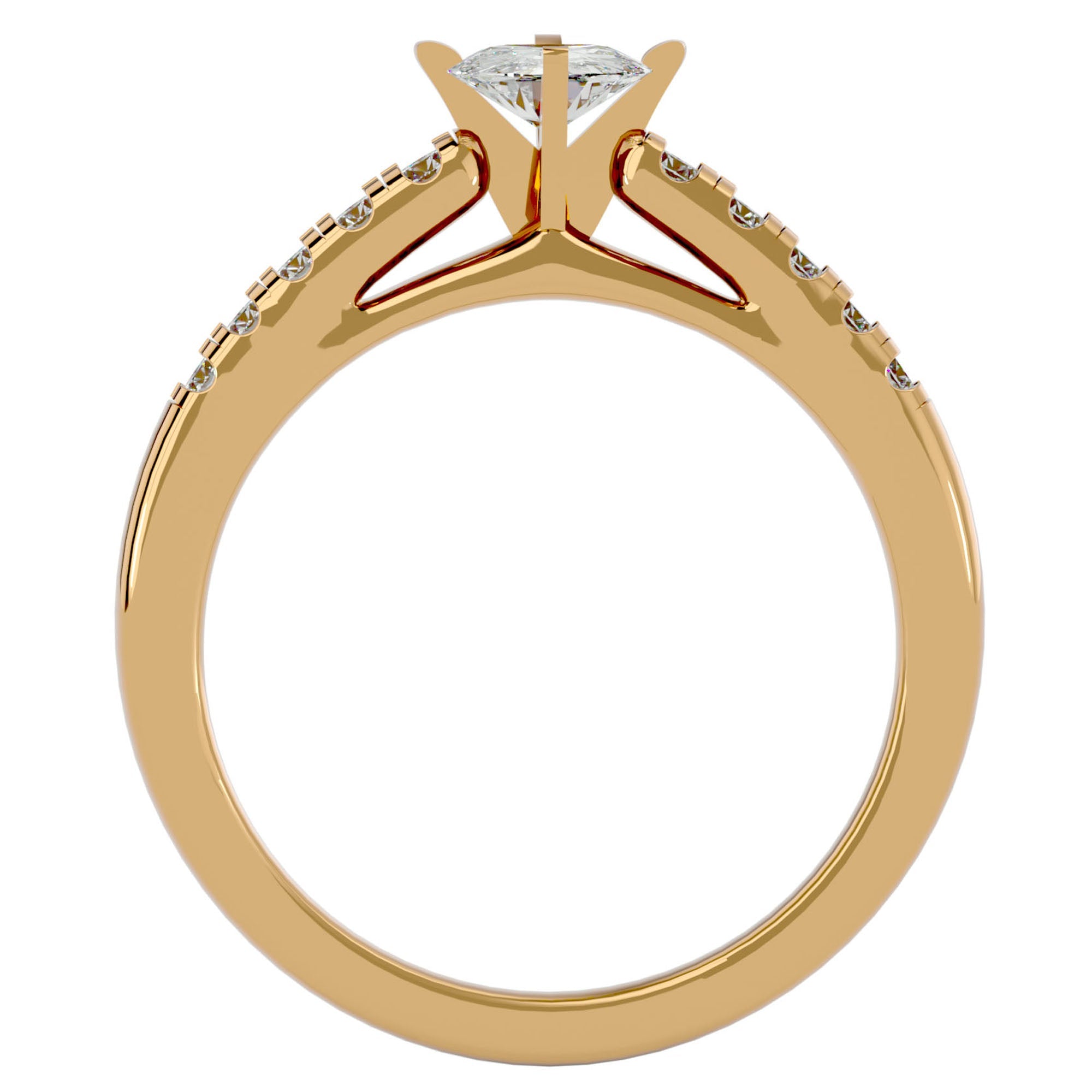 Inel de Logodnă cu Moissanite Solitaire Etern Pavé de 0.42 ct din 18k Aur Galben - Castelo.ro