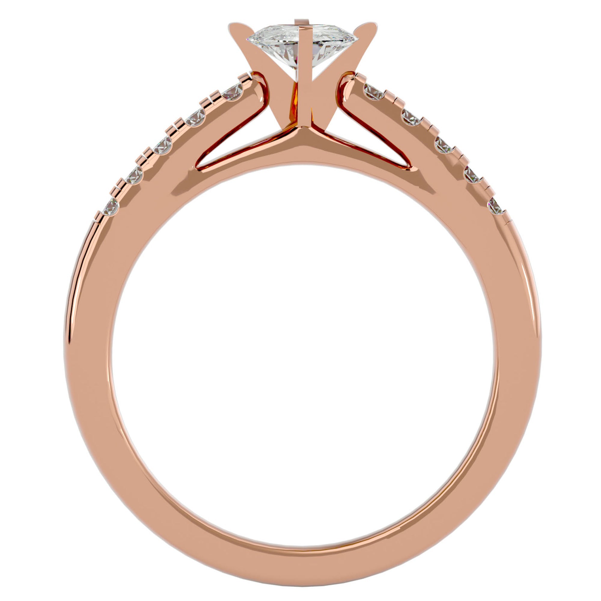 Inel de Logodnă din Aur 14k cu Diamante Naturale Solitaire Etern Pavé de 0.42 ct din 14k Aur Roz - Castelo.ro