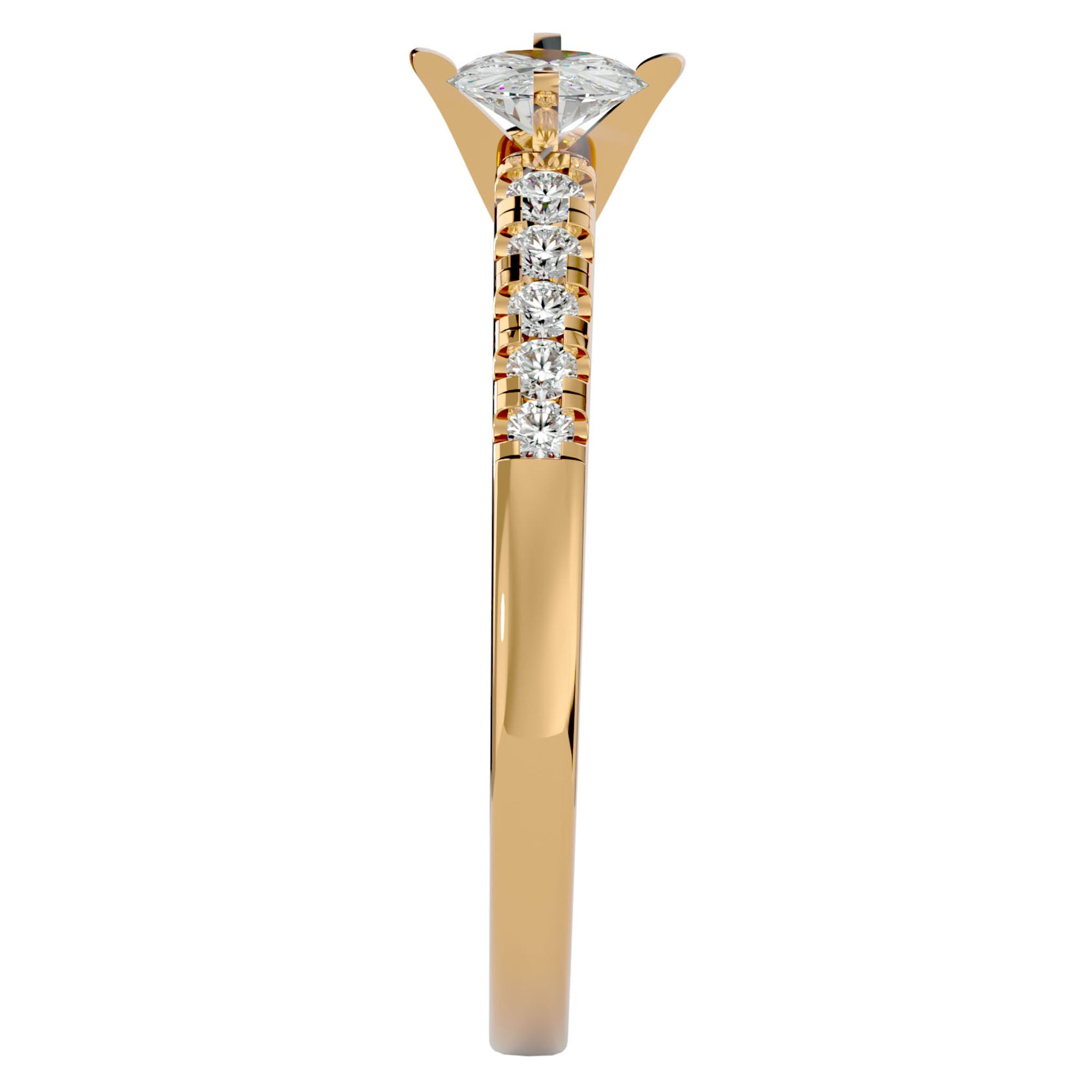 Inel de Logodnă din Aur 14k cu Diamante Naturale Solitaire Etern Pavé de 0.42 ct din 14k Aur Galben - Castelo.ro