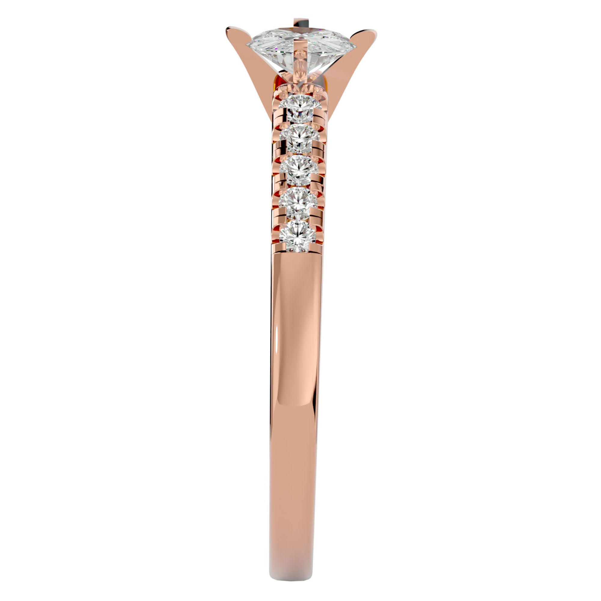 Inel de Logodnă din Aur 14k cu Diamante Create în Laborator Solitaire Etern Pavé de 0.42 ct din 14k Aur Roz - Castelo.ro