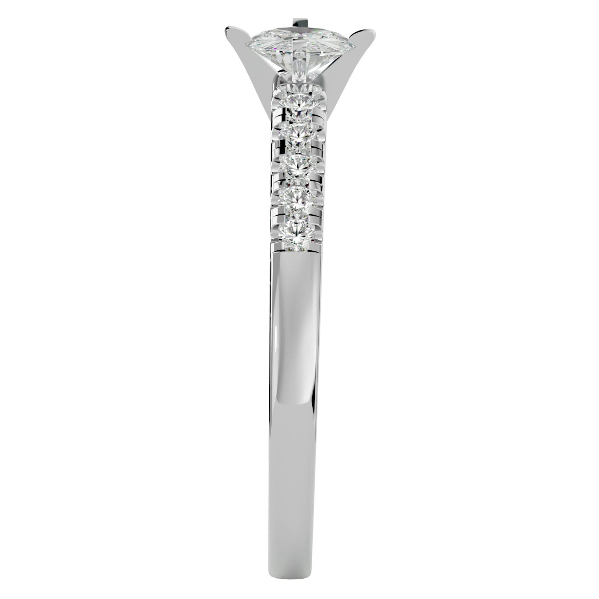 Inel de Logodnă cu Diamante Naturale Solitaire Etern Pavé de 0.42 ct din Platina - Castelo.ro