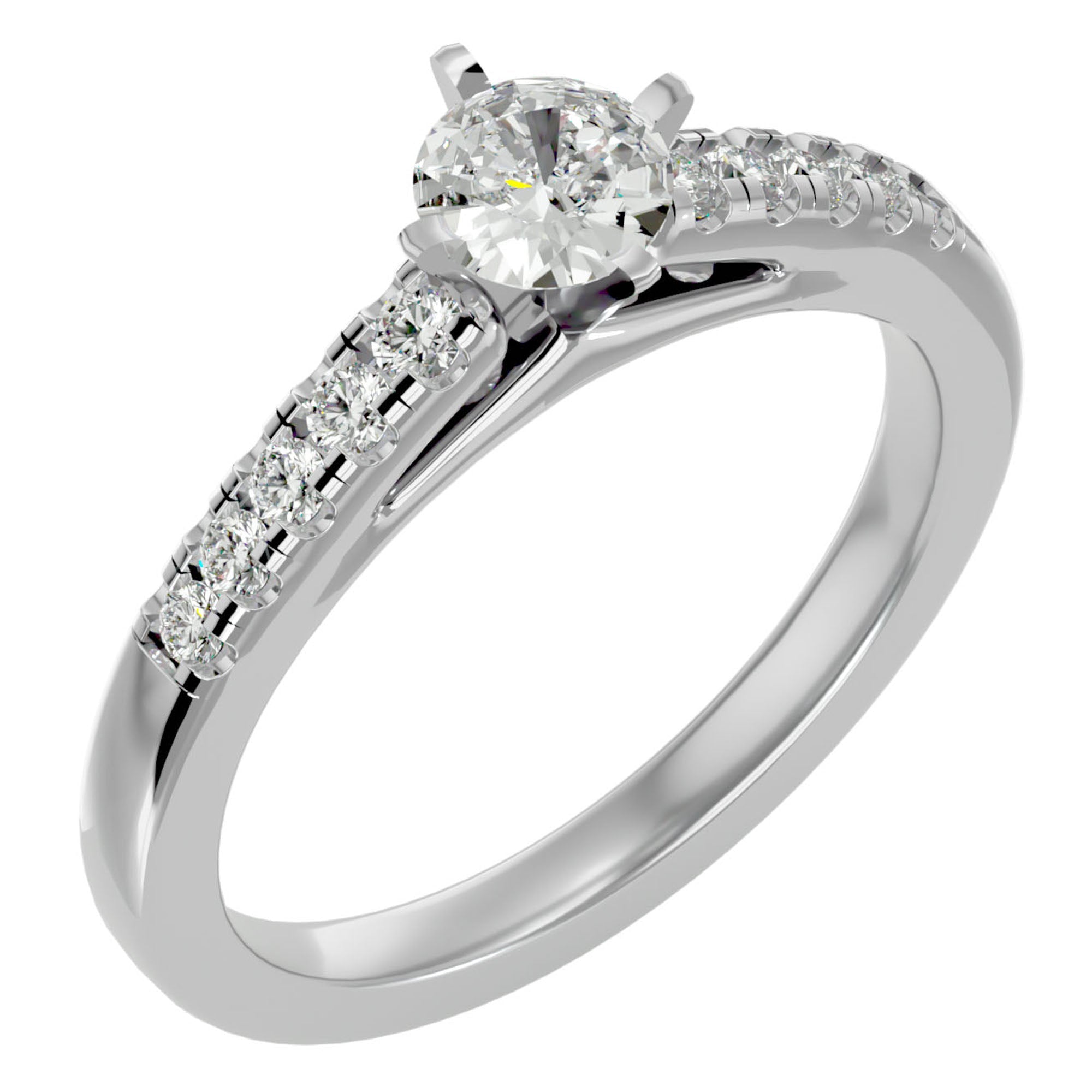 Inel de Logodnă cu Diamante Naturale Solitaire Etern Pavé de 0.42 ct din Platina - Castelo.ro