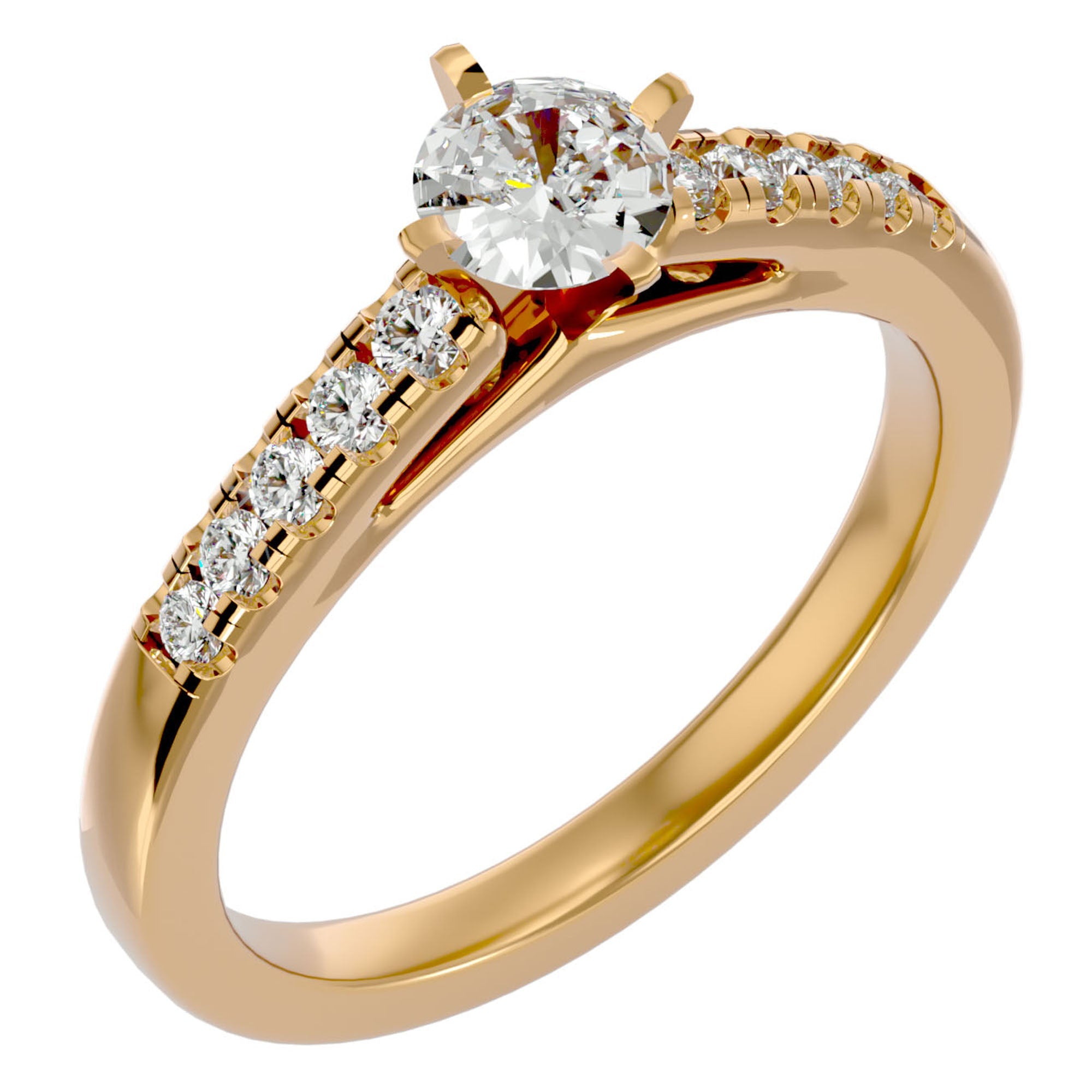 Inel de Logodnă din Aur 14k cu Diamante Create în Laborator Solitaire Etern Pavé de 0.42 ct din 14k Aur Galben - Castelo.ro