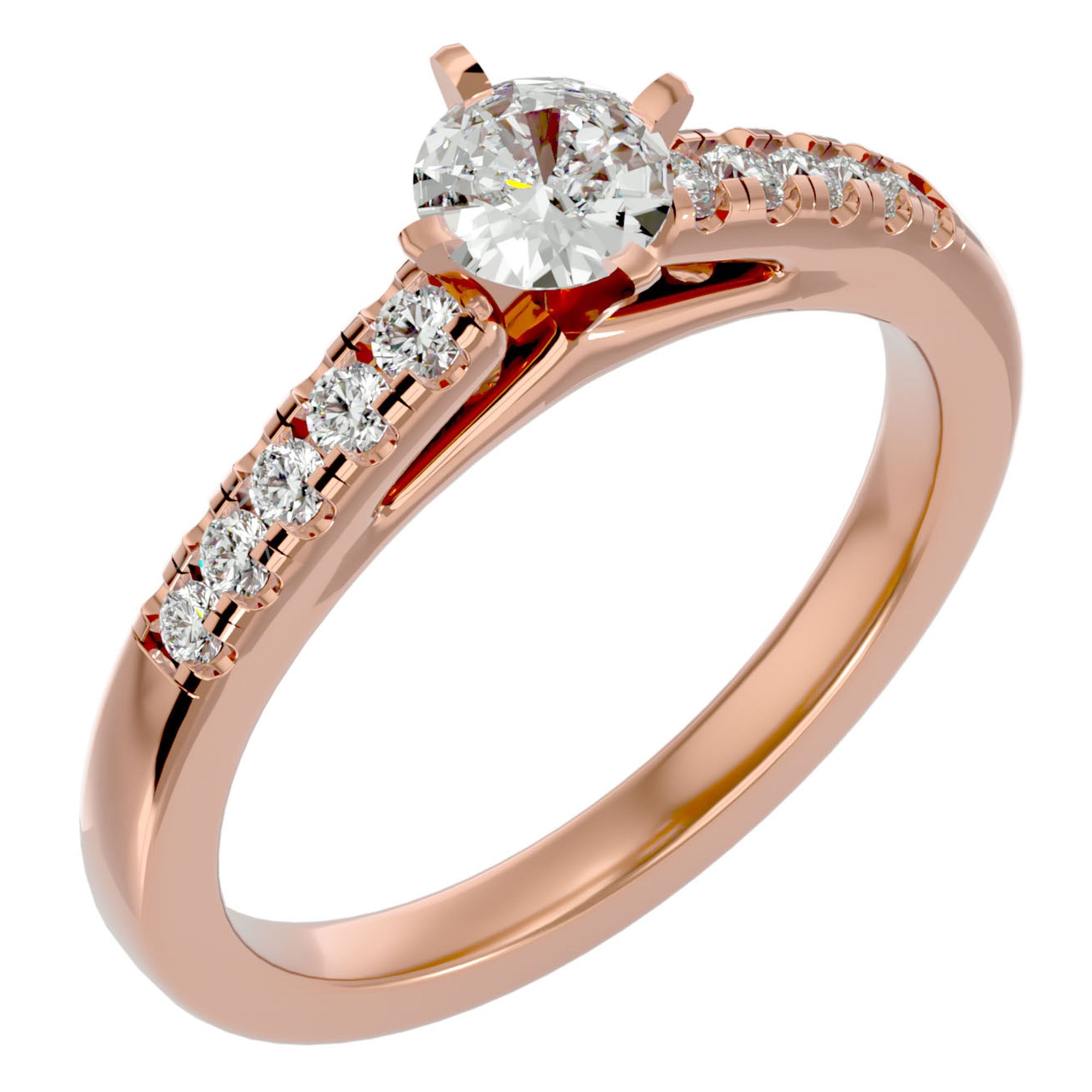 Inel de Logodnă cu Diamante Create în Laborator Solitaire Etern Pavé de 0.42 ct din 18k Aur Roz - Castelo.ro