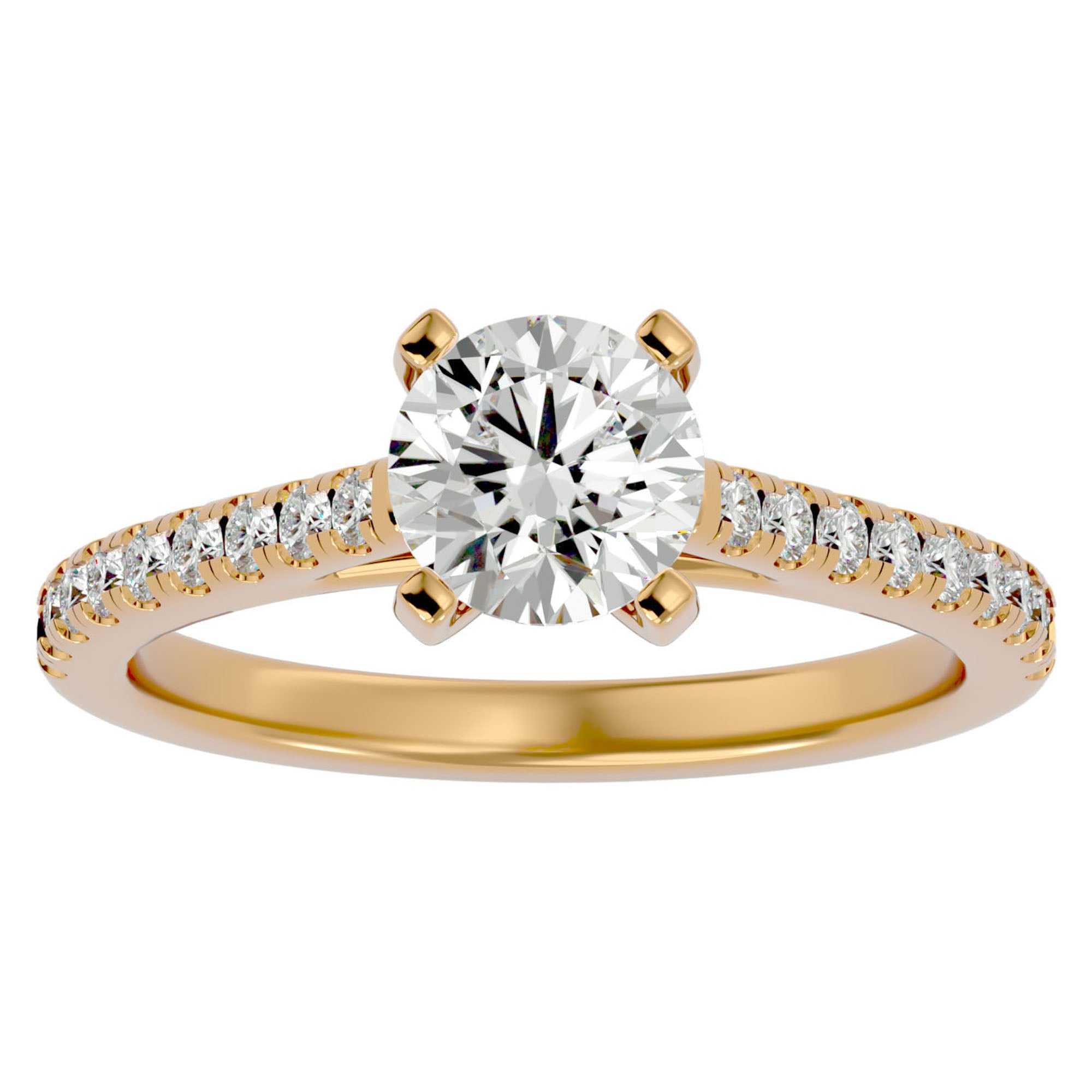 Inel de Logodnă din Aur 14k cu Diamante Create în Laborator Solitaire Etern Pavé de 1.36 ct din 14k Aur Galben - Castelo.ro