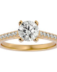 Inel de Logodnă din Aur 14k cu Diamante Create în Laborator Solitaire Etern Pavé de 1.36 ct din 14k Aur Galben - Castelo.ro