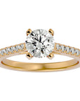 Inel de Logodnă cu Diamante Create în Laborator Solitaire Etern Pavé de 1.36 ct din 18k Aur Galben - Castelo.ro