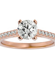 Inel de Logodnă din Aur 14k cu Diamante Create în Laborator Solitaire Etern Pavé de 1.36 ct din 14k Aur Roz - Castelo.ro