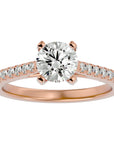 Inel de Logodnă din Aur 14k cu Moissanite Solitaire Etern Pavé de 1.36 ct din 14k Aur Roz - Castelo.ro