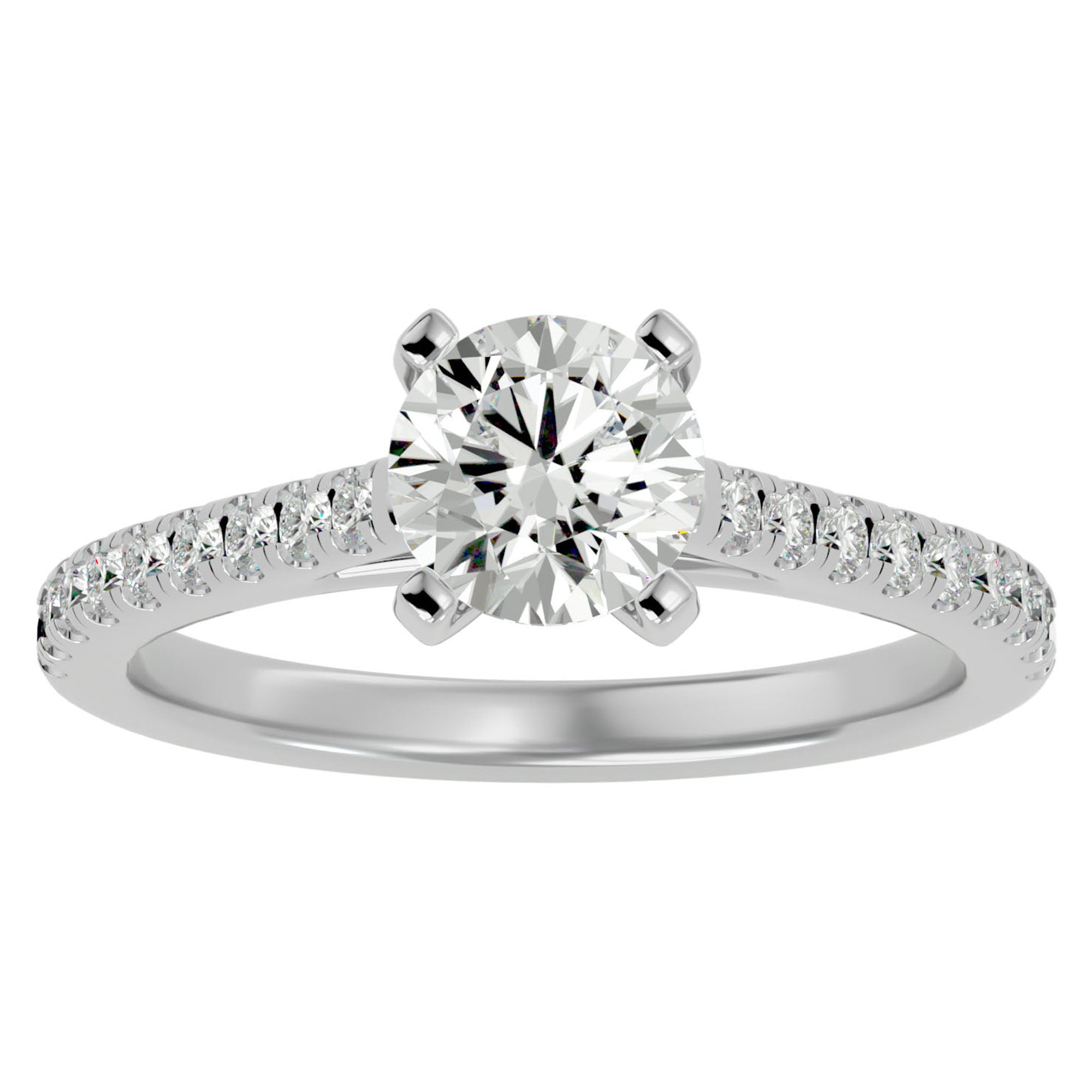 Inel de Logodnă din Aur 14k cu Diamante Create în Laborator Solitaire Etern Pavé de 1.36 ct din 14k Aur Alb - Castelo.ro