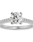 Inel de Logodnă din Aur 14k cu Diamante Naturale Solitaire Etern Pavé de 1.36 ct din 14k Aur Alb - Castelo.ro