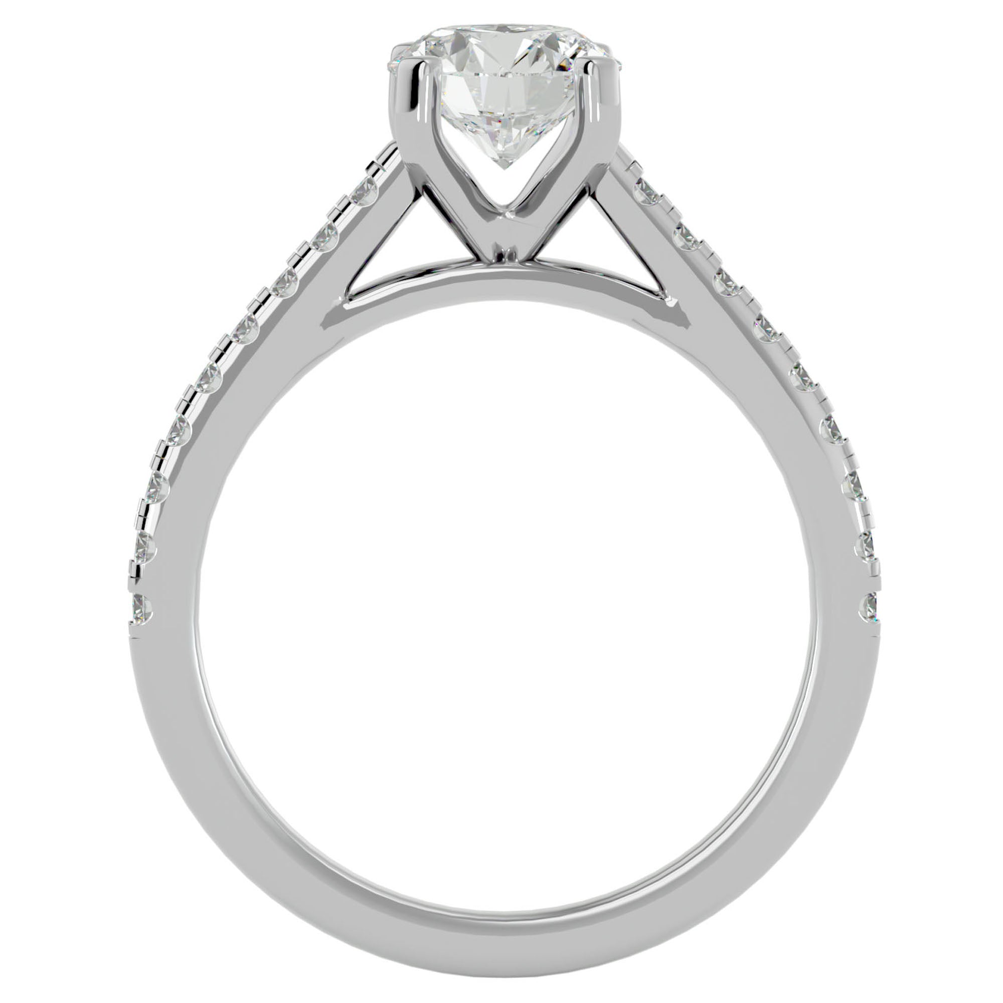 Inel de Logodnă din Aur 14k cu Moissanite Solitaire Etern Pavé de 1.36 ct din 14k Aur Alb - Castelo.ro