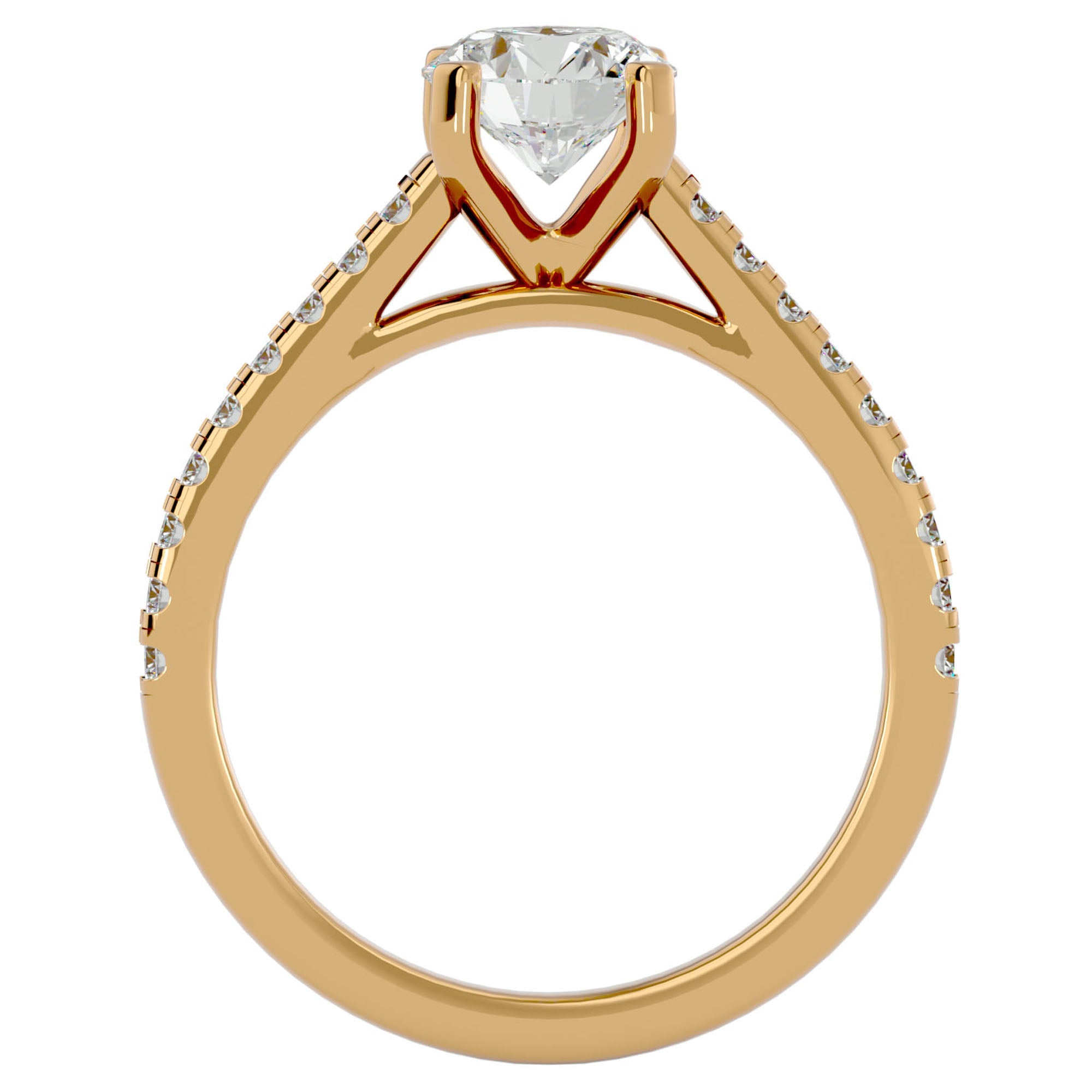 Inel de Logodnă din Aur 14k cu Diamante Create în Laborator Solitaire Etern Pavé de 1.36 ct din 14k Aur Galben - Castelo.ro