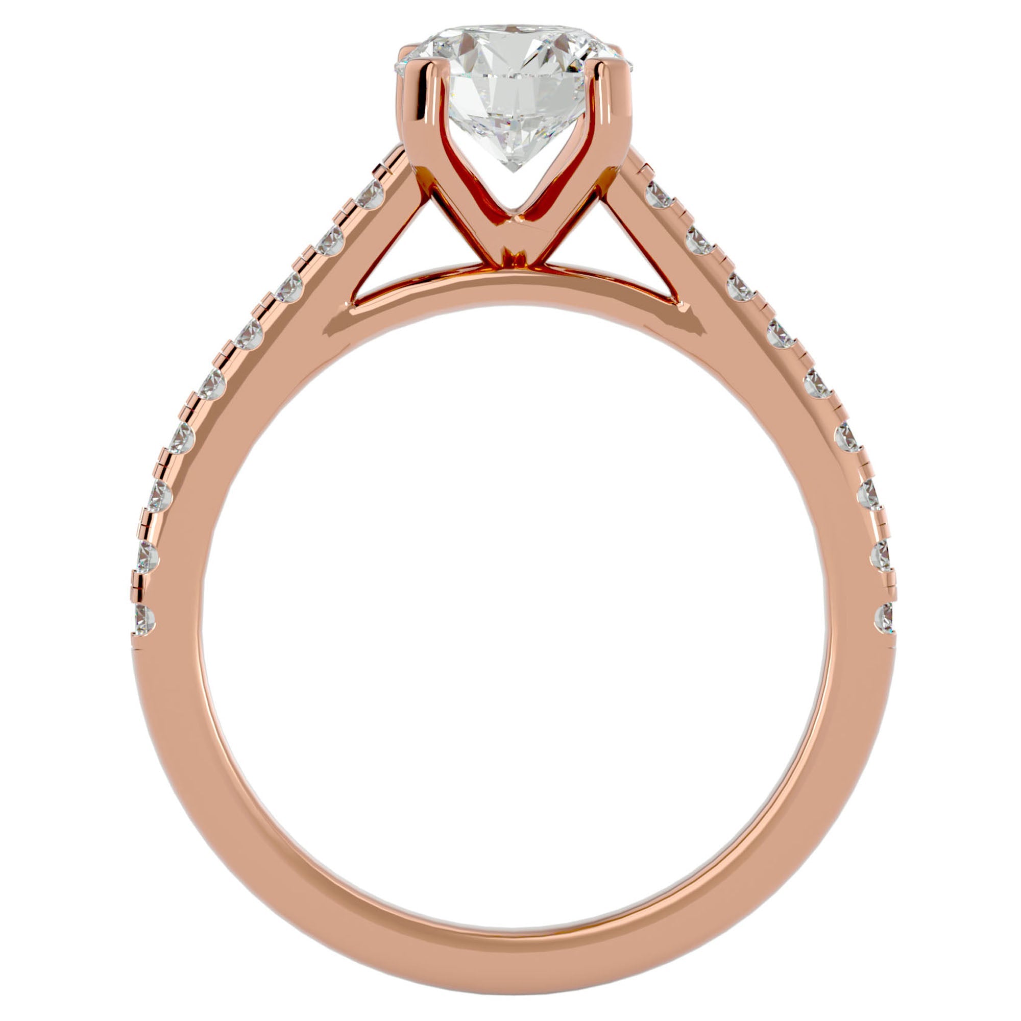 Inel de Logodnă din Aur 14k cu Moissanite Solitaire Etern Pavé de 1.36 ct din 14k Aur Roz - Castelo.ro