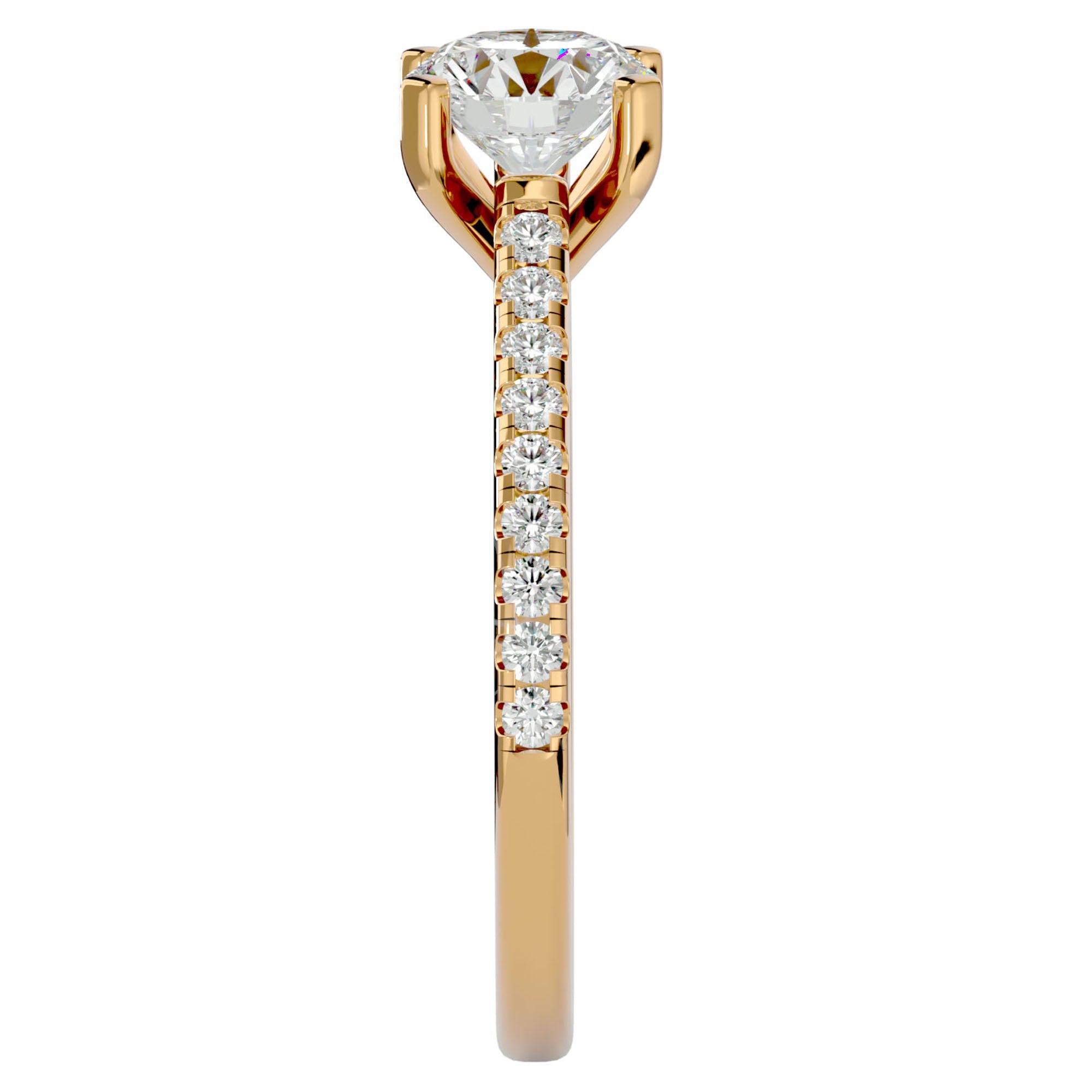 Inel de Logodnă din Aur 14k cu Diamante Naturale Solitaire Etern Pavé de 1.36 ct din 14k Aur Galben - Castelo.ro