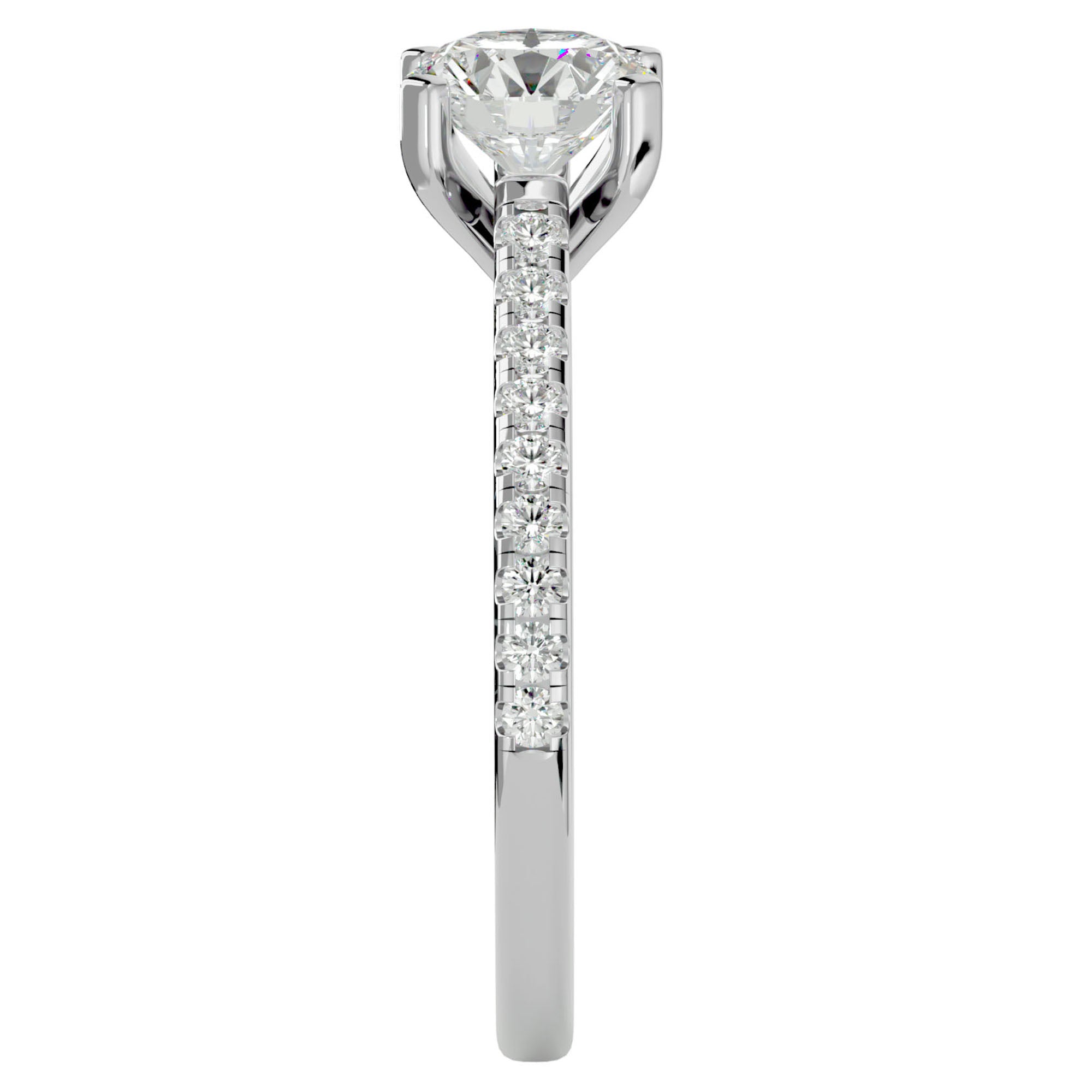 Inel de Logodnă din Aur 14k cu Diamante Naturale Solitaire Etern Pavé de 1.36 ct din 14k Aur Alb - Castelo.ro