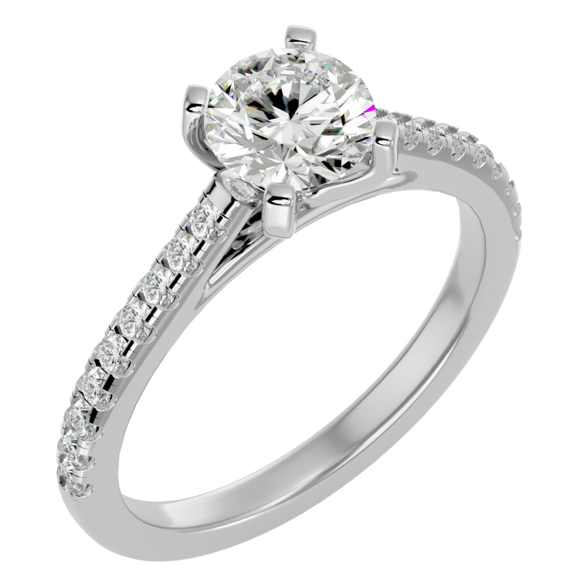 Inel de Logodnă din Aur 14k cu Diamante Create în Laborator Solitaire Etern Pavé de 1.36 ct din 14k Aur Alb - Castelo.ro