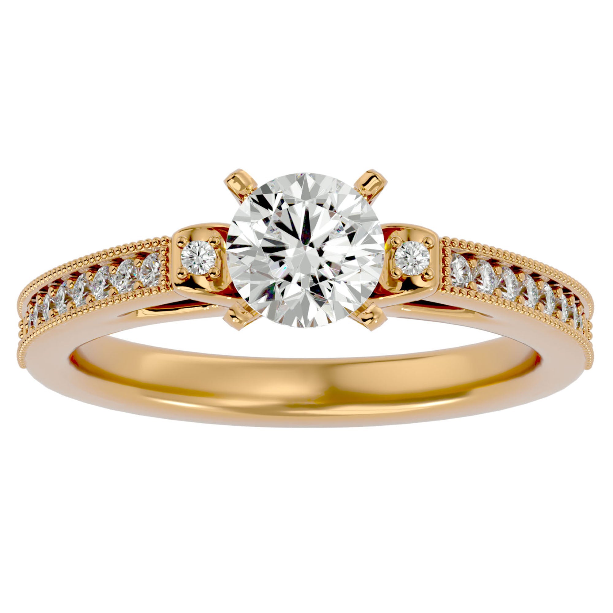 Inel de Logodnă din Aur 14k cu Diamante Naturale Solitaire Etern Pavé de 0.40 ct din 14k Aur Galben - Castelo.ro