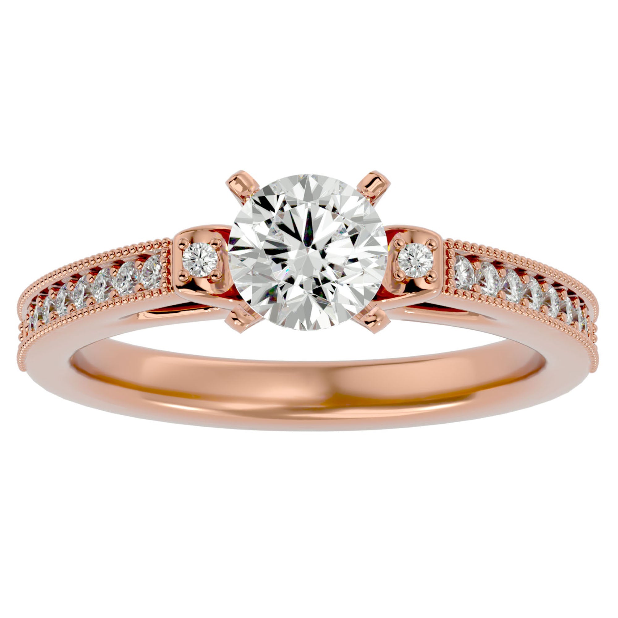 Inel de Logodnă din Aur 14k cu Diamante Naturale Solitaire Etern Pavé de 0.40 ct din 14k Aur Roz - Castelo.ro