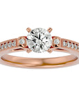 Inel de Logodnă din Aur 14k cu Moissanite Solitaire Etern Pavé de 0.40 ct din 14k Aur Roz - Castelo.ro