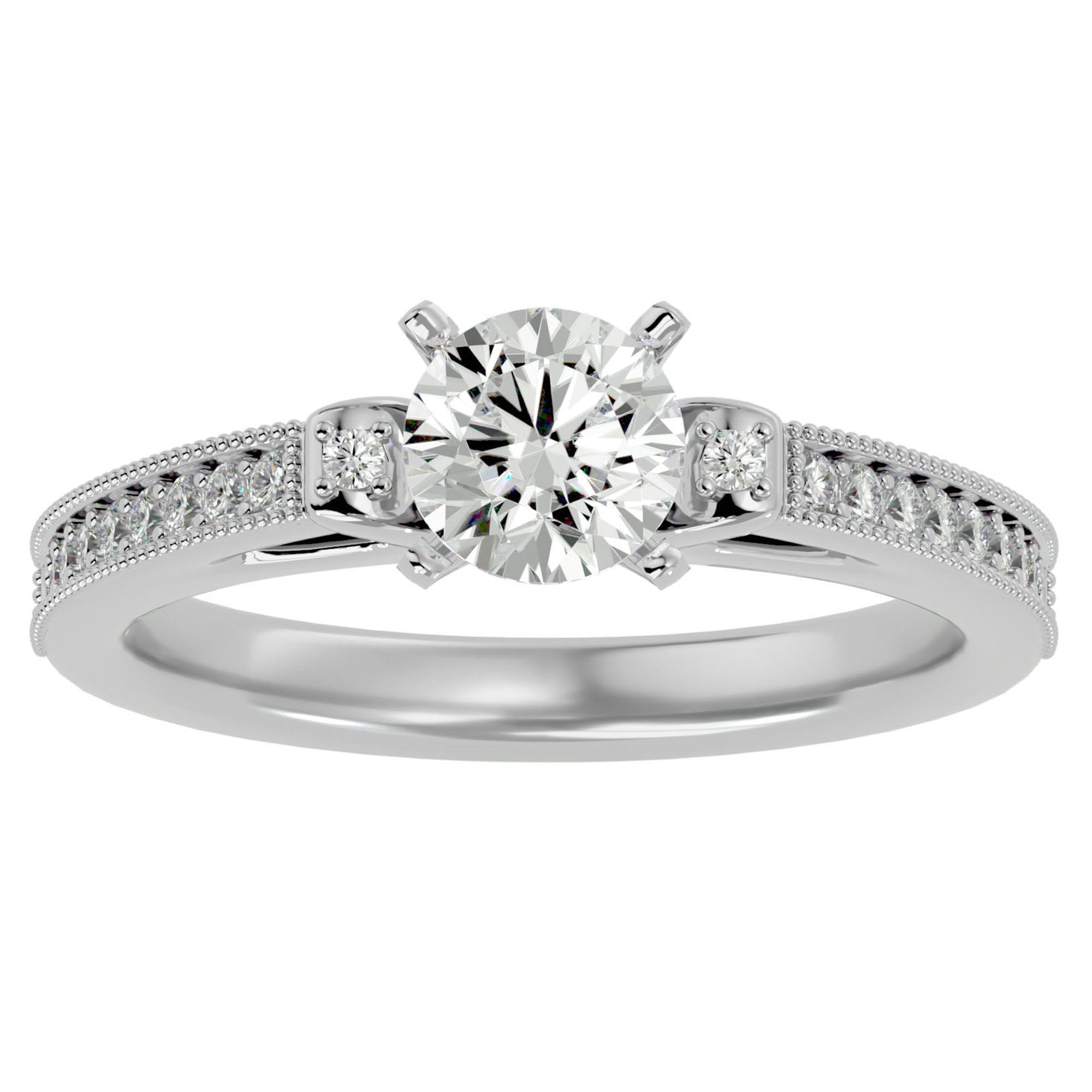 Inel de Logodnă cu Diamante Naturale Solitaire Etern Pavé de 0.40 ct din Platina - Castelo.ro